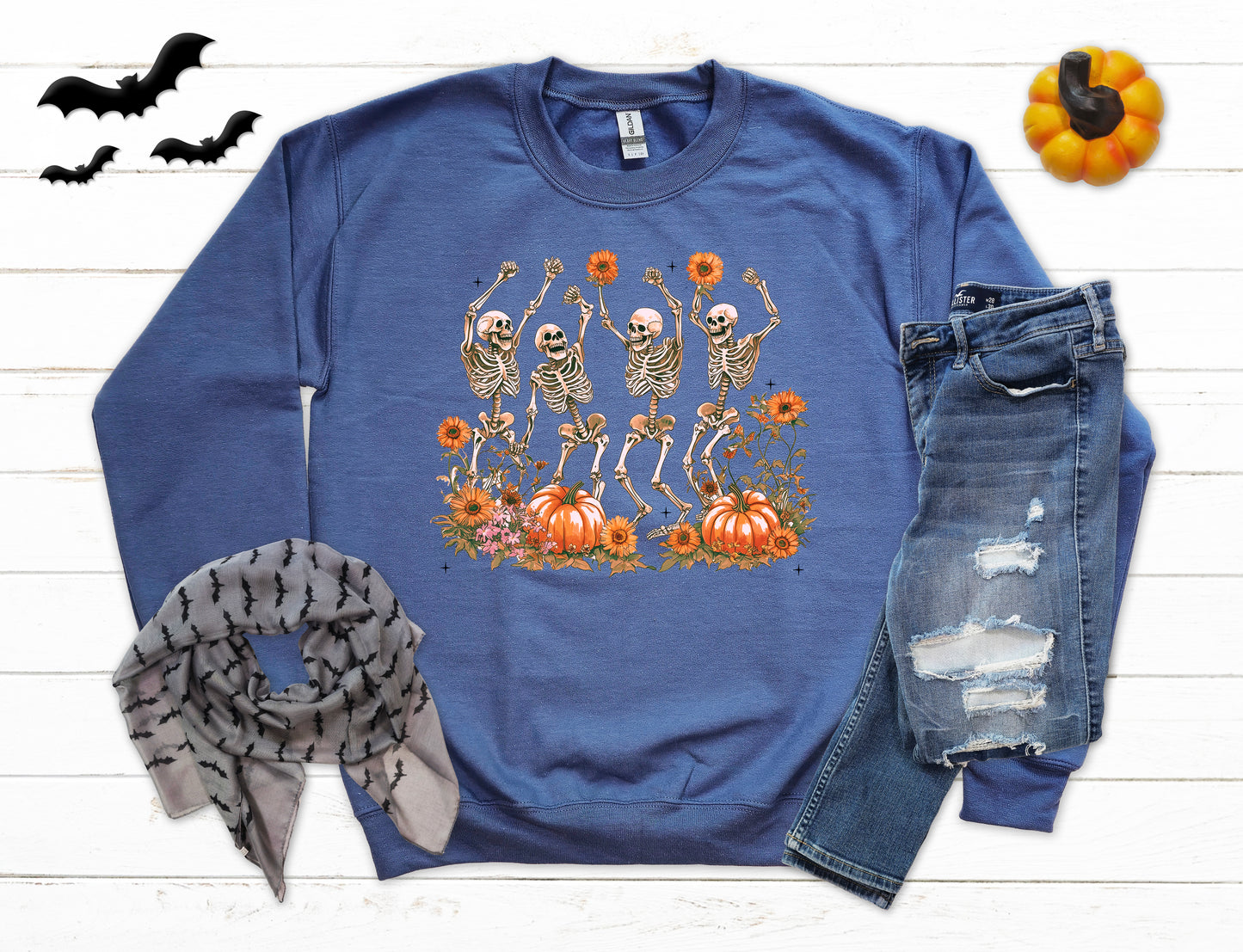 Colorful Dancing Skeletons Halloween Sweatshirt