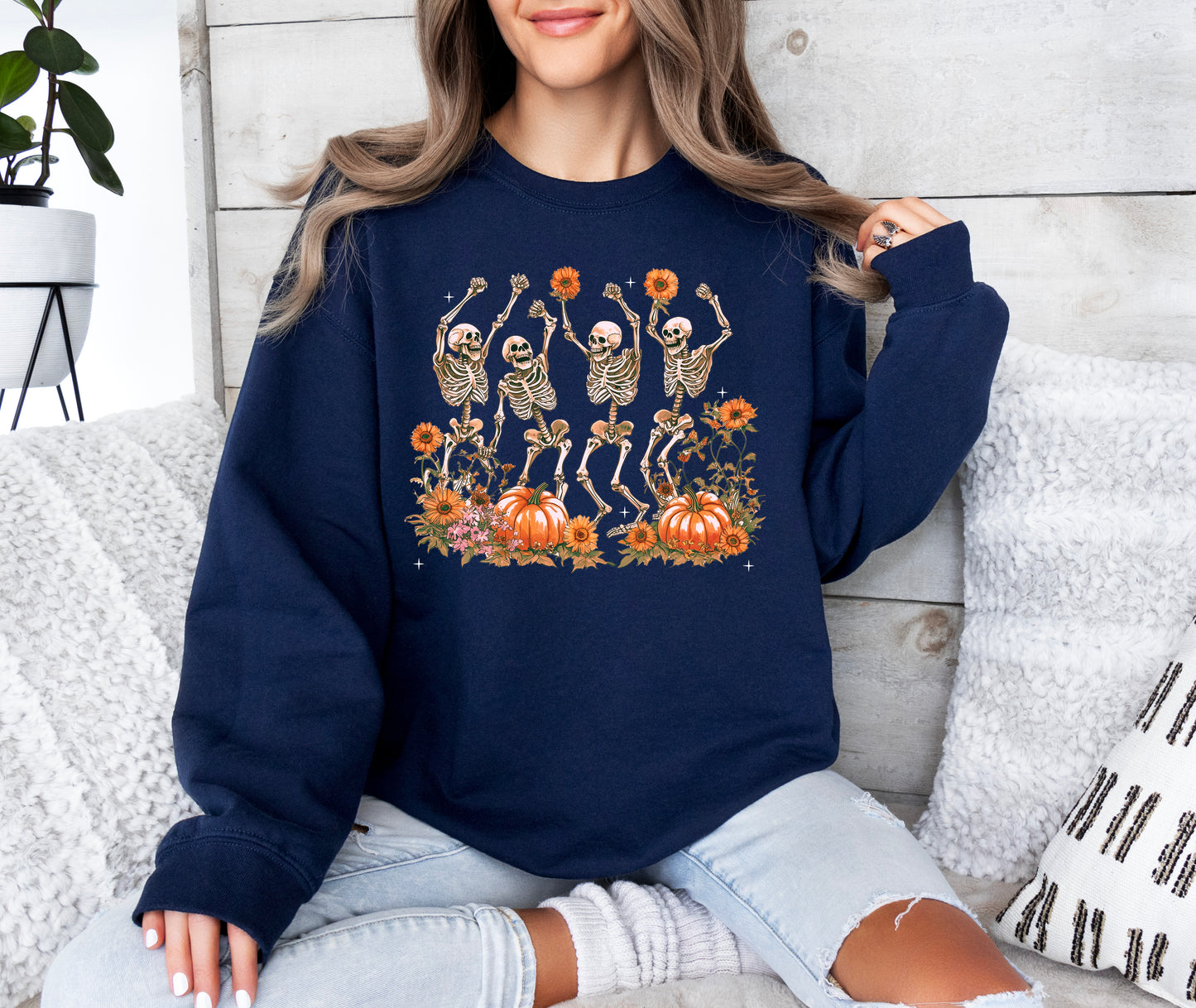 Colorful Dancing Skeletons Halloween Sweatshirt