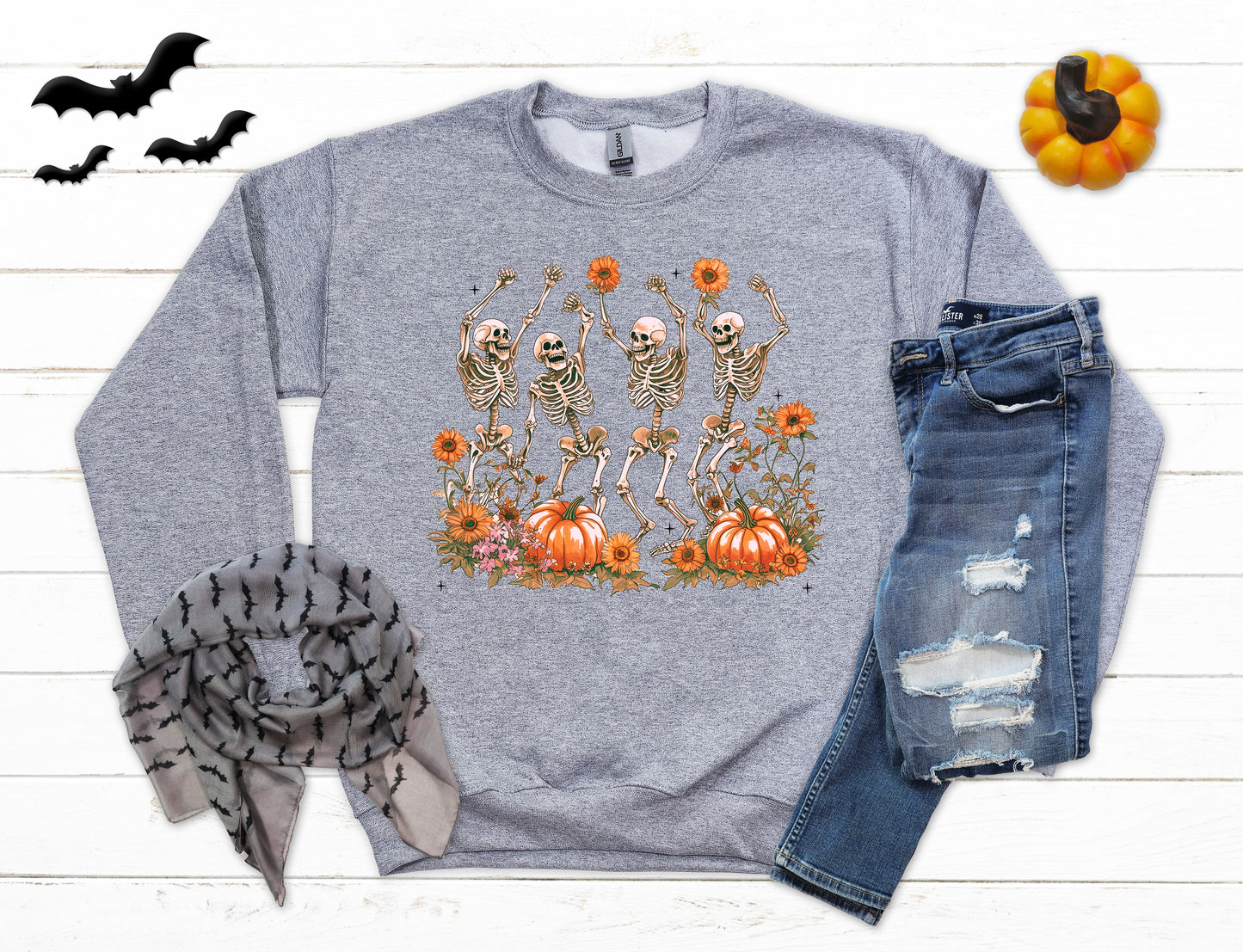 Colorful Dancing Skeletons Halloween Sweatshirt