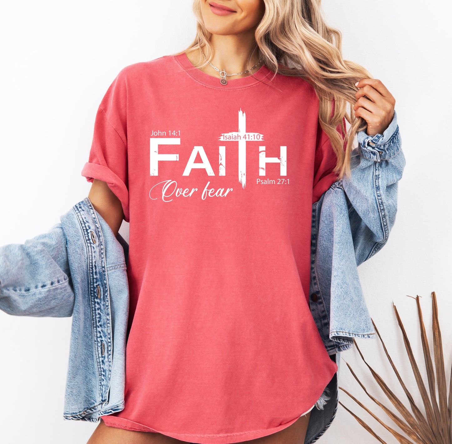 Faith Over Fear Cross Shirt | Comfort Colors Vintage Style Christian Shirt