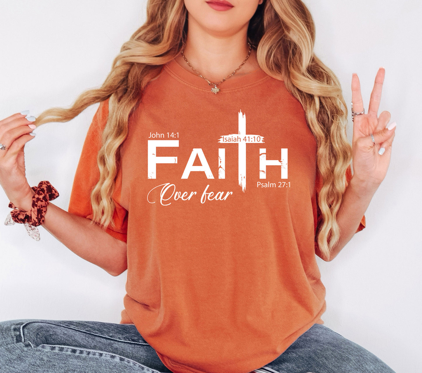 Faith Over Fear Cross Shirt | Comfort Colors Vintage Style Christian Shirt