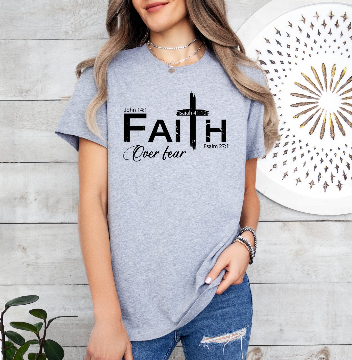 Faith Over Fear Cross Shirt | Christian Shirt | Light Garment