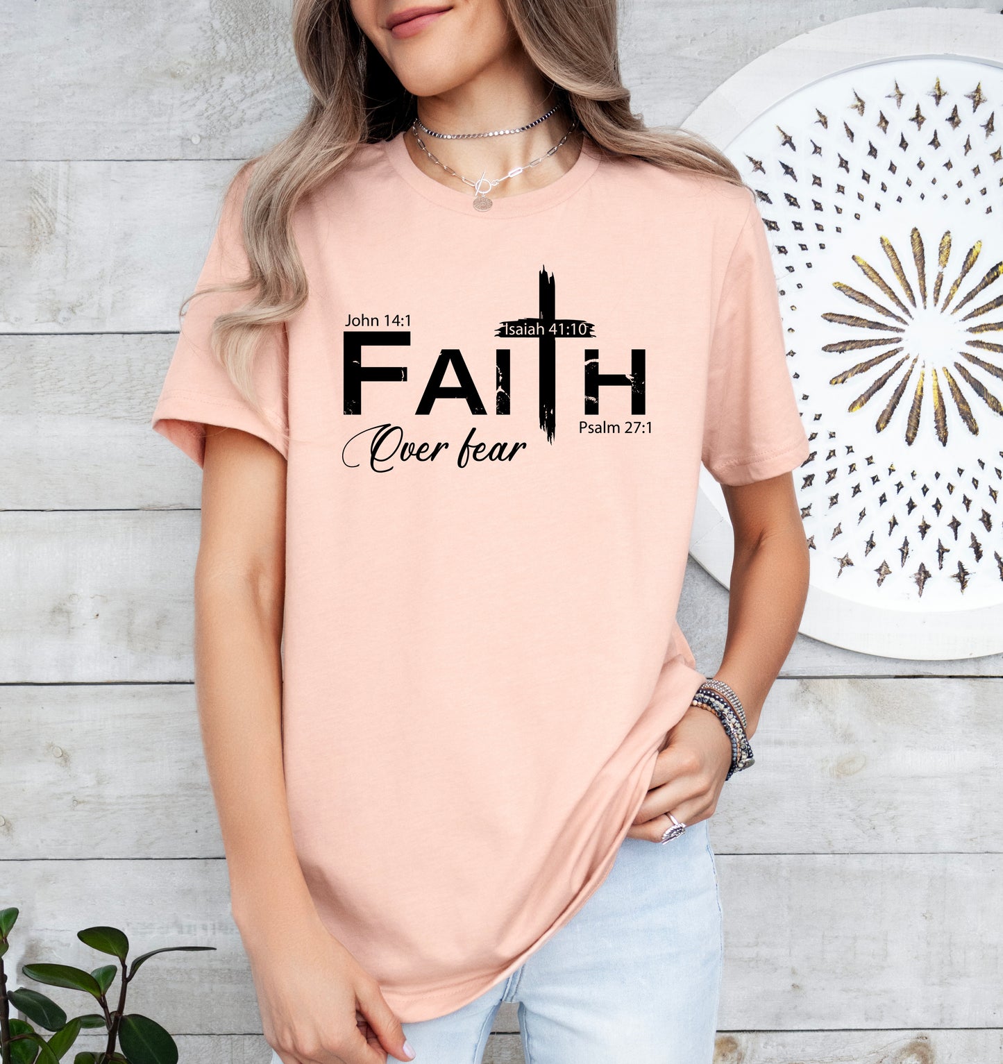 Faith Over Fear Cross Shirt | Christian Shirt | Light Garment