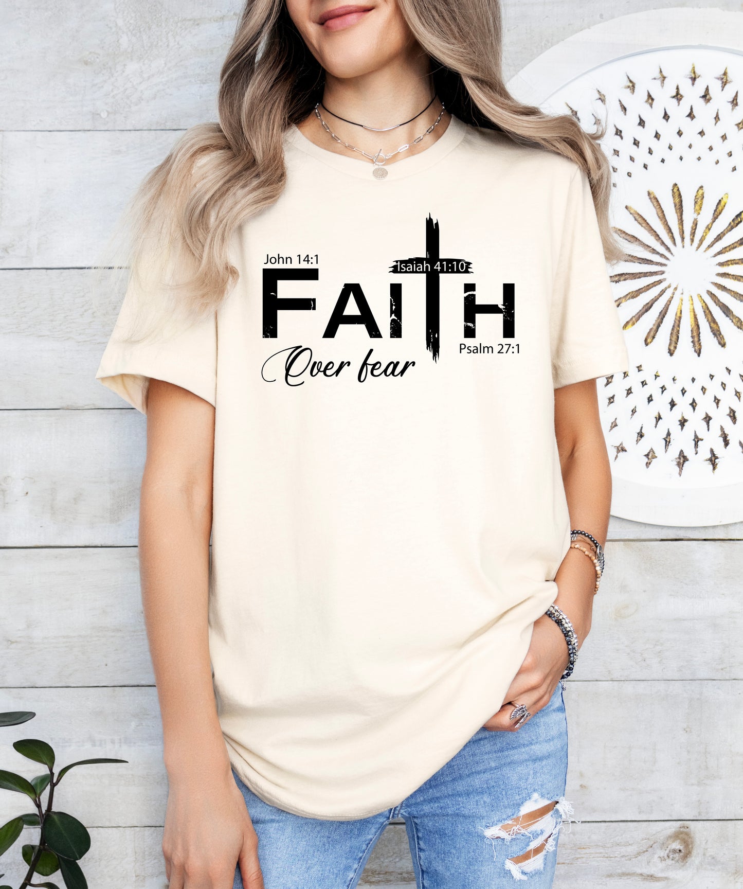 Faith Over Fear Cross Shirt | Christian Shirt | Light Garment