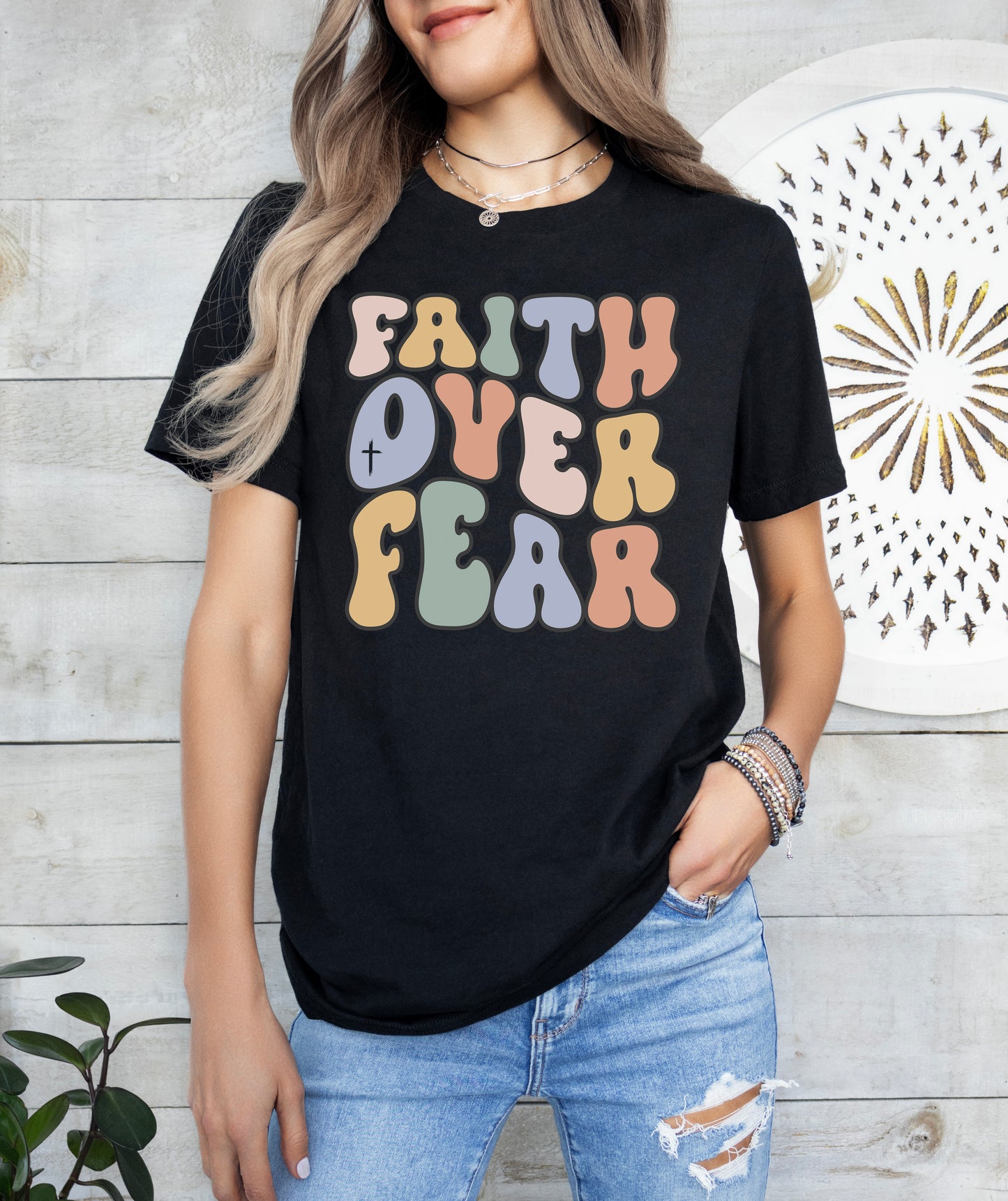 Retro Faith Over Fear Shirt | Christian Shirt