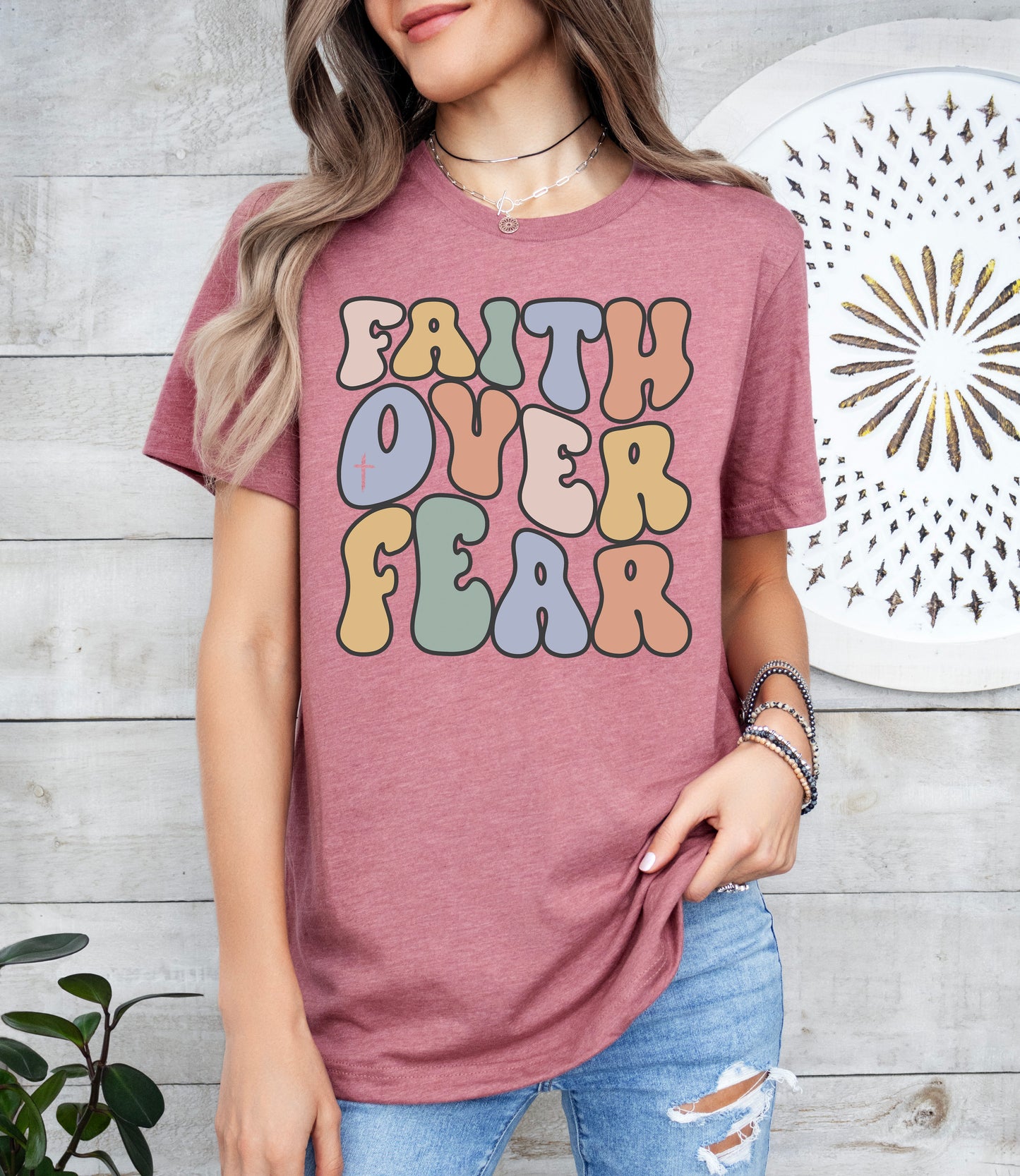 Retro Faith Over Fear Shirt | Christian Shirt