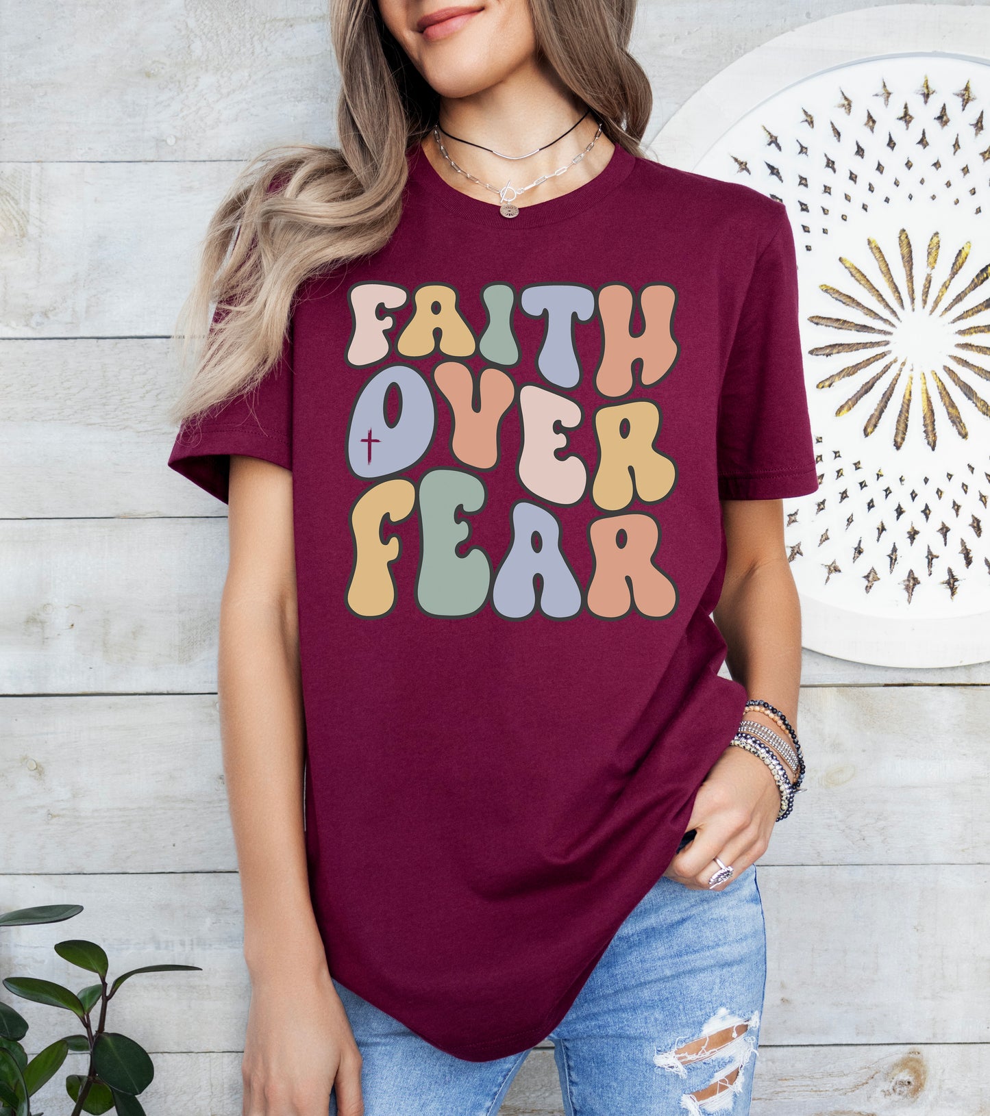 Retro Faith Over Fear Shirt | Christian Shirt