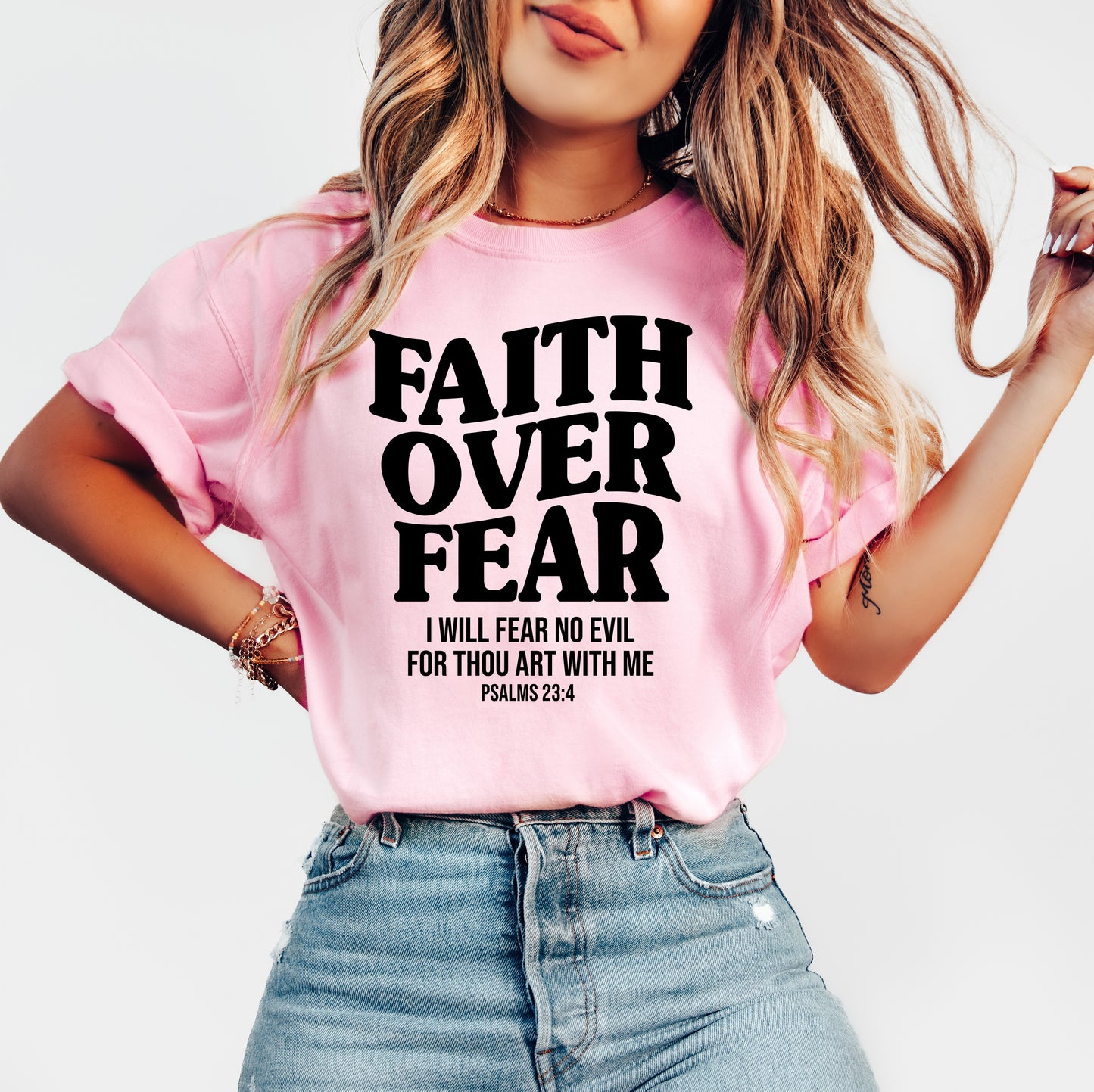 Faith Over Fear Scripture Shirt | Comfort Colors Vintage Style Christian Shirt