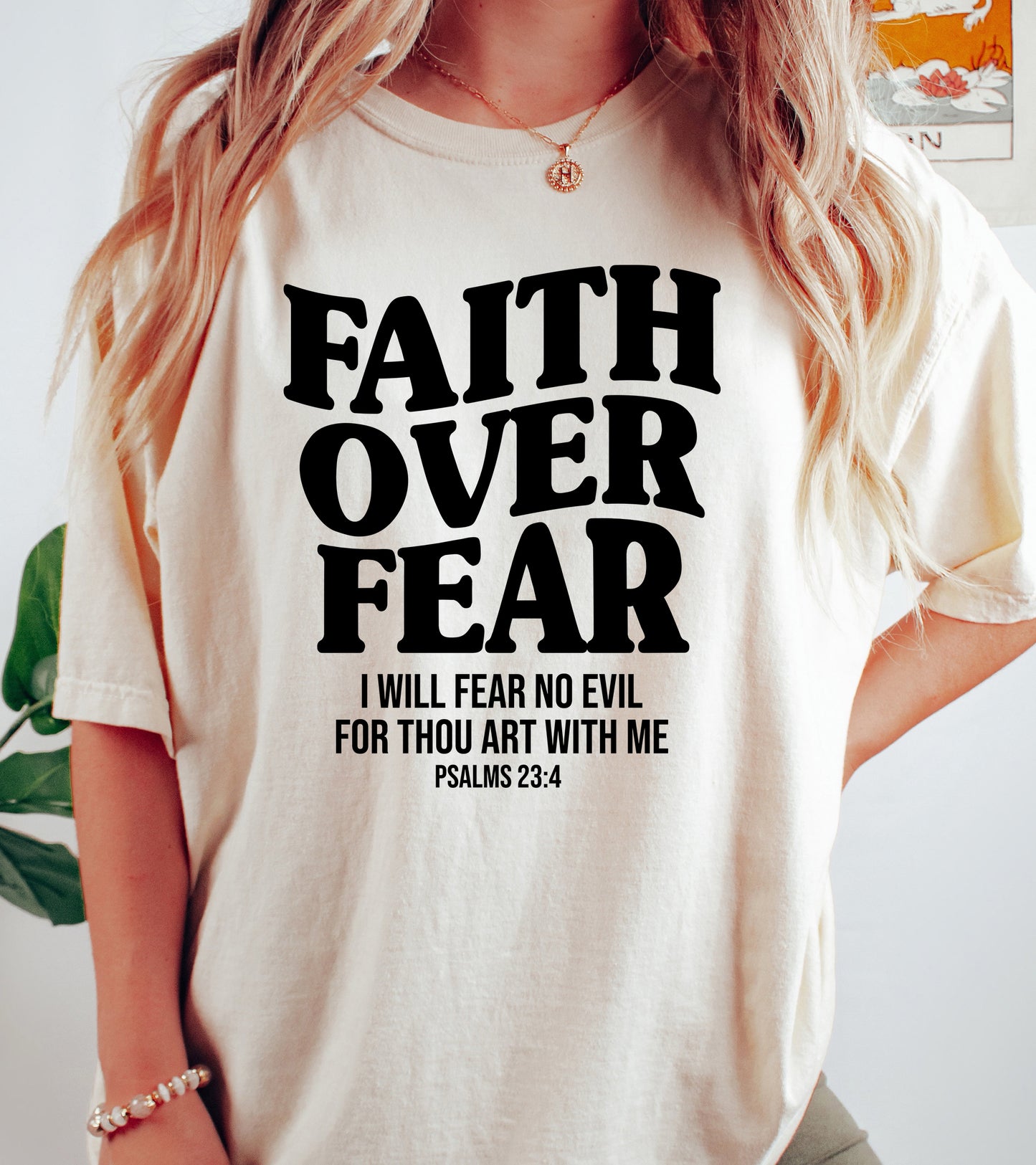 Faith Over Fear Scripture Shirt | Comfort Colors Vintage Style Christian Shirt