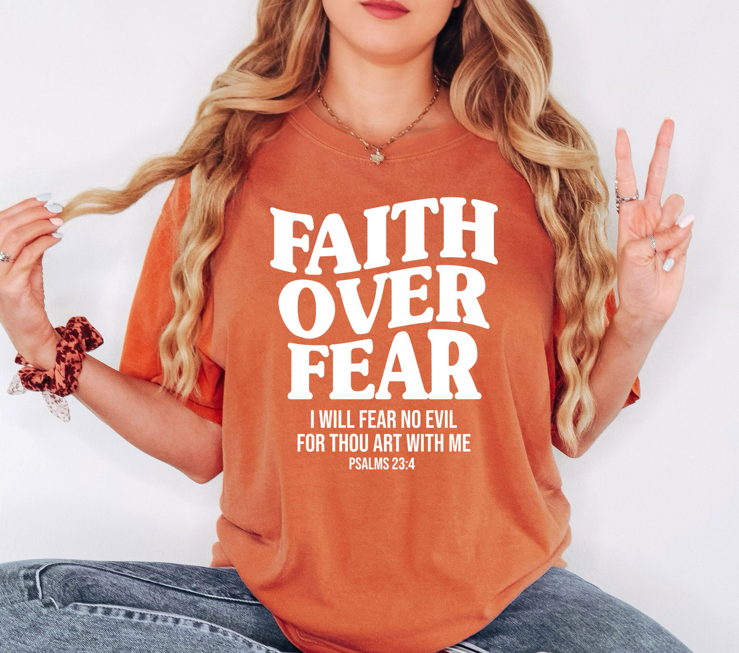 Faith Over Fear Scripture Shirt | Comfort Colors Vintage Style Christian Shirt