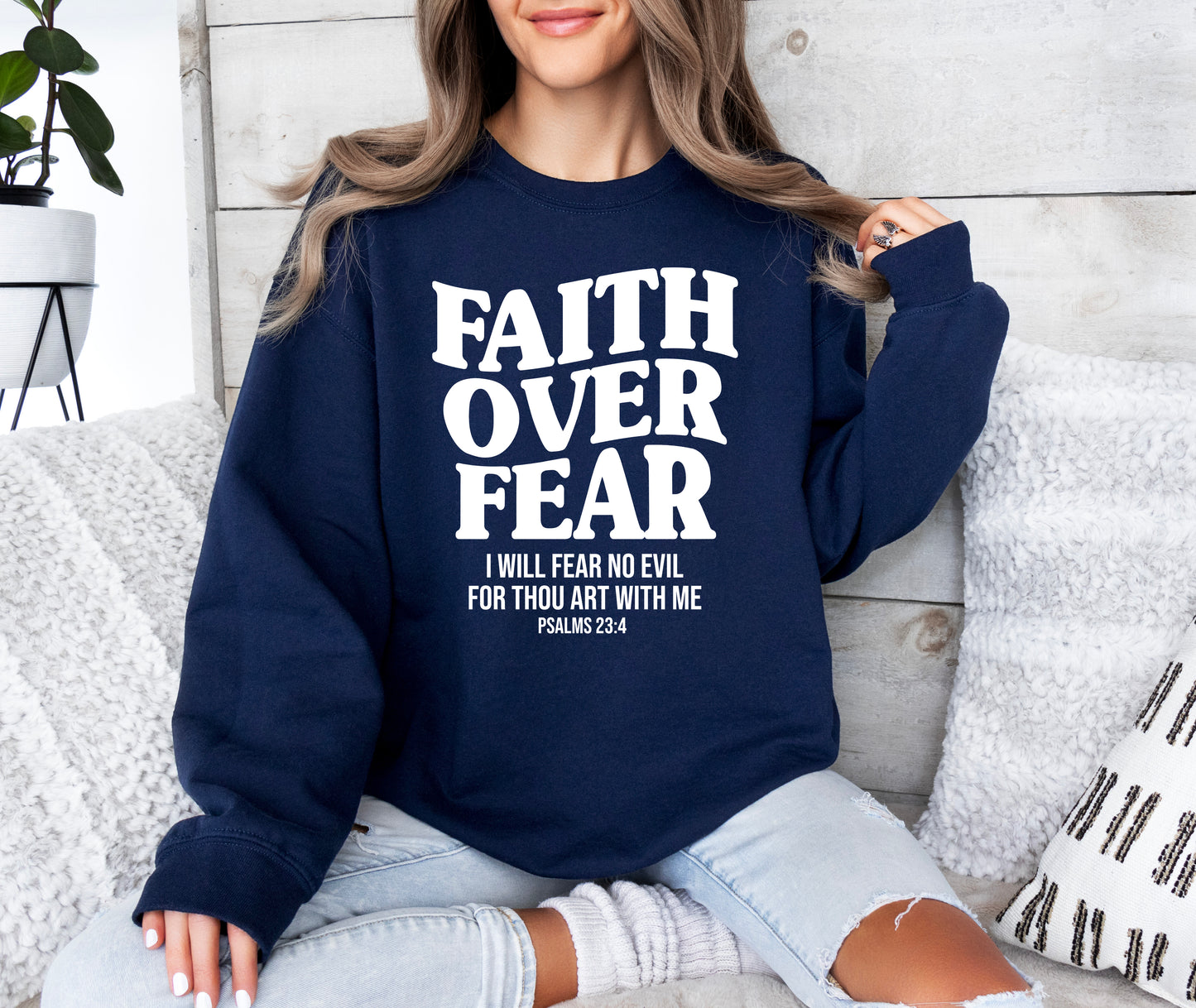 Faith Over Fear Scripture Sweatshirt | Christian Sweatshirt