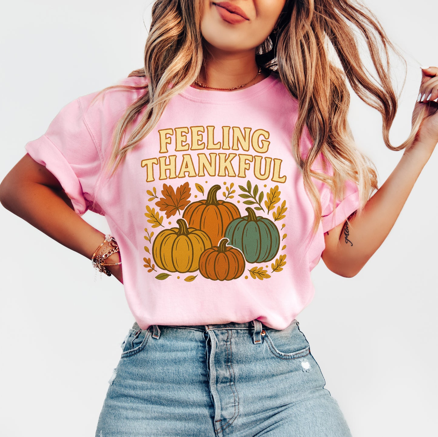Feeling Thankful Vintage Style Retro Thanksgiving Fall Shirt