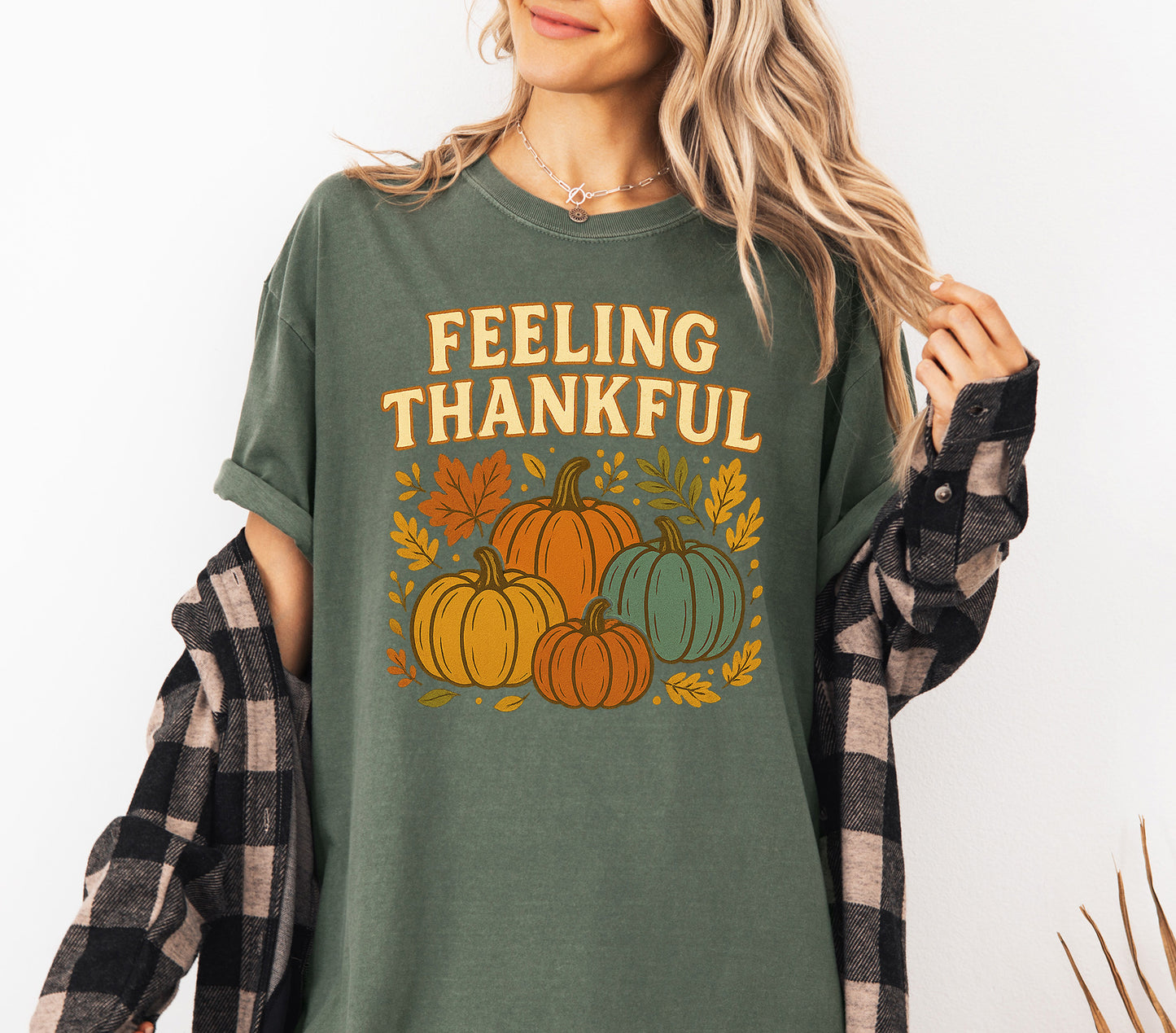 Feeling Thankful Vintage Style Retro Thanksgiving Fall Shirt