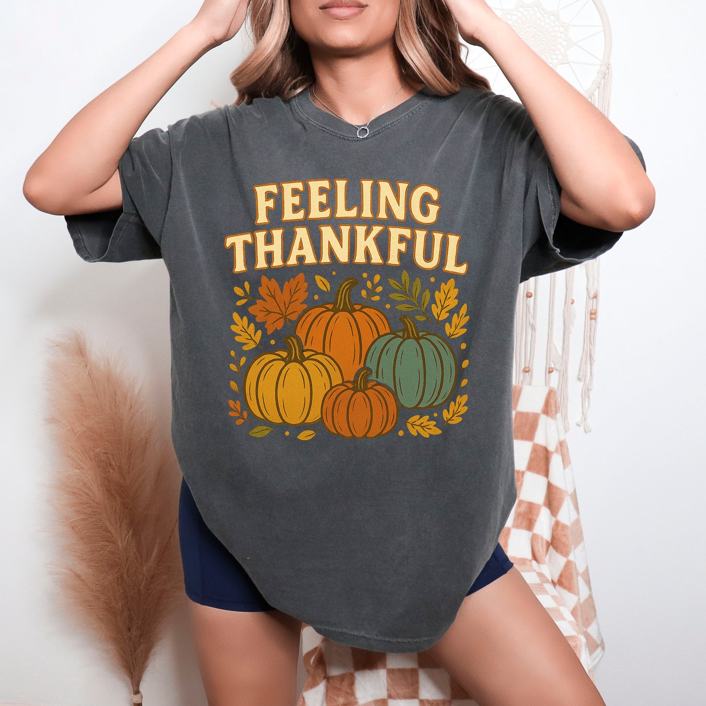 Feeling Thankful Vintage Style Retro Thanksgiving Fall Shirt