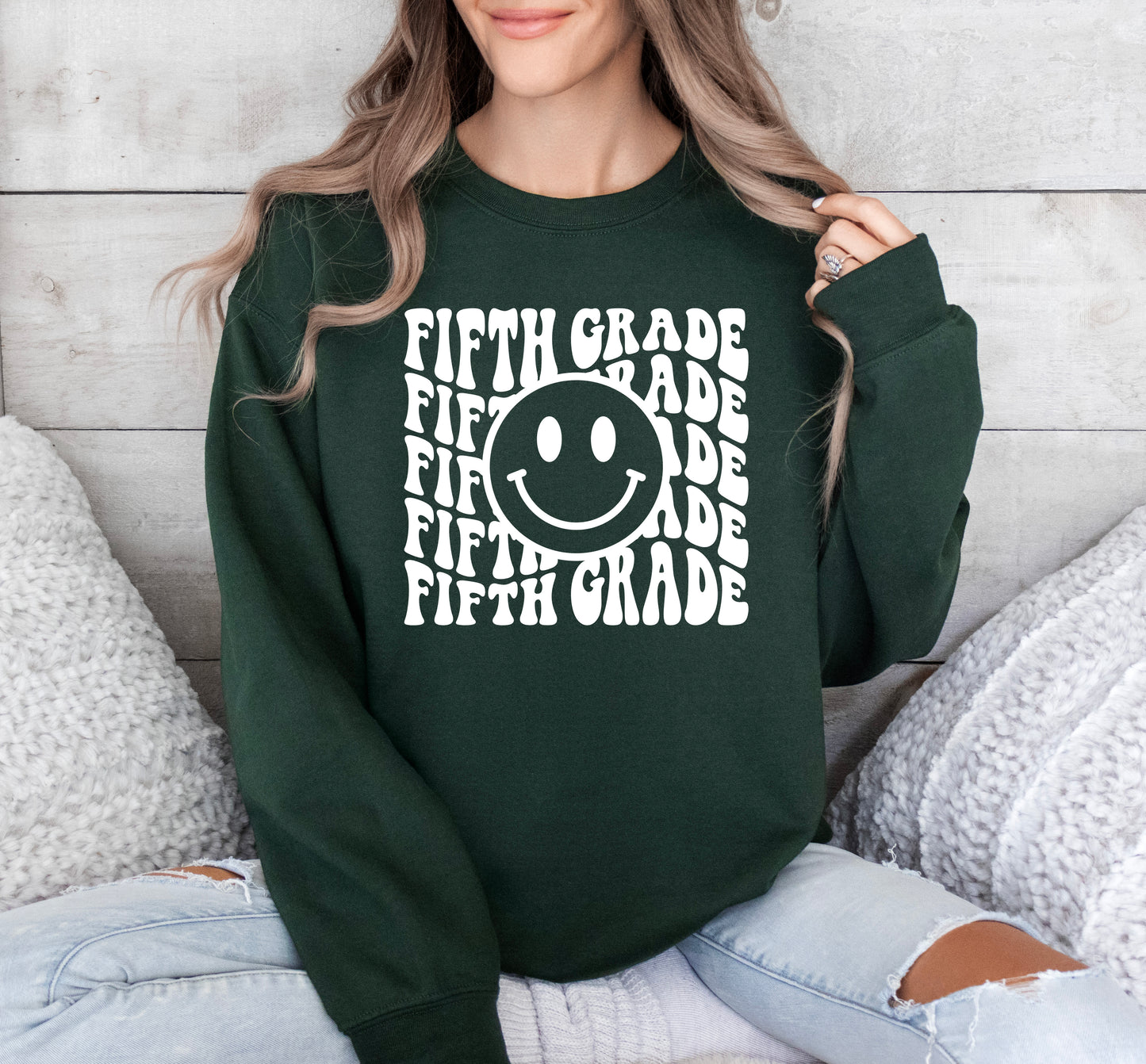 Retro Wave Fifth Grade Teacher Sweatshirt