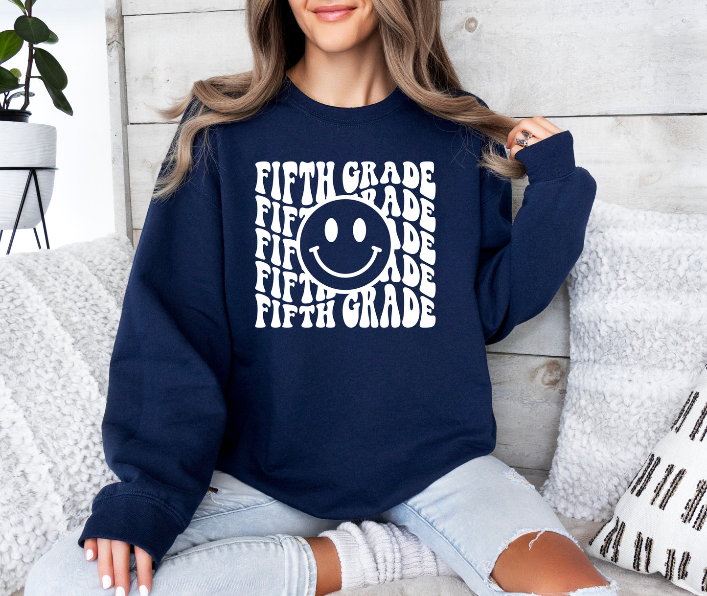 Retro Wave Fifth Grade Teacher Sweatshirt