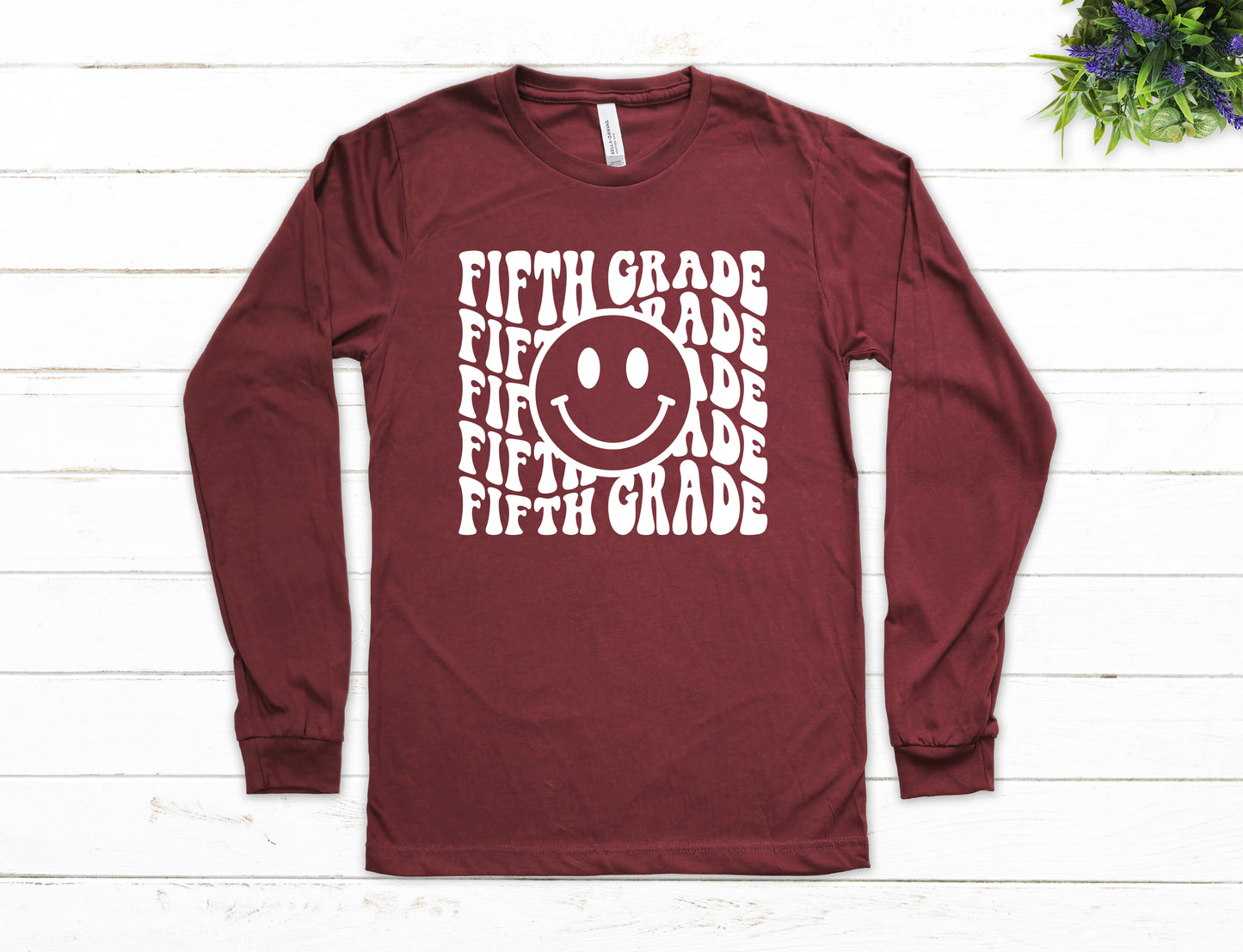 Retro Wave Fifth Grade Teacher Shirt Long Sleeve | Long Sleeve Teacher Shirt