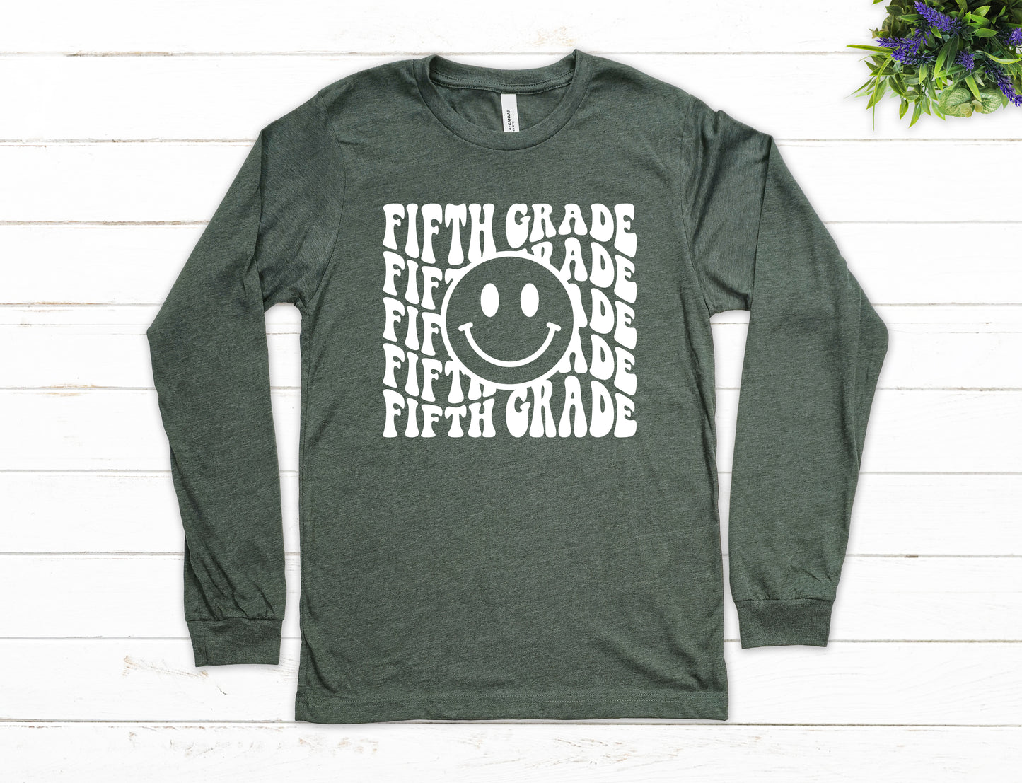 Retro Wave Fifth Grade Teacher Shirt Long Sleeve | Long Sleeve Teacher Shirt