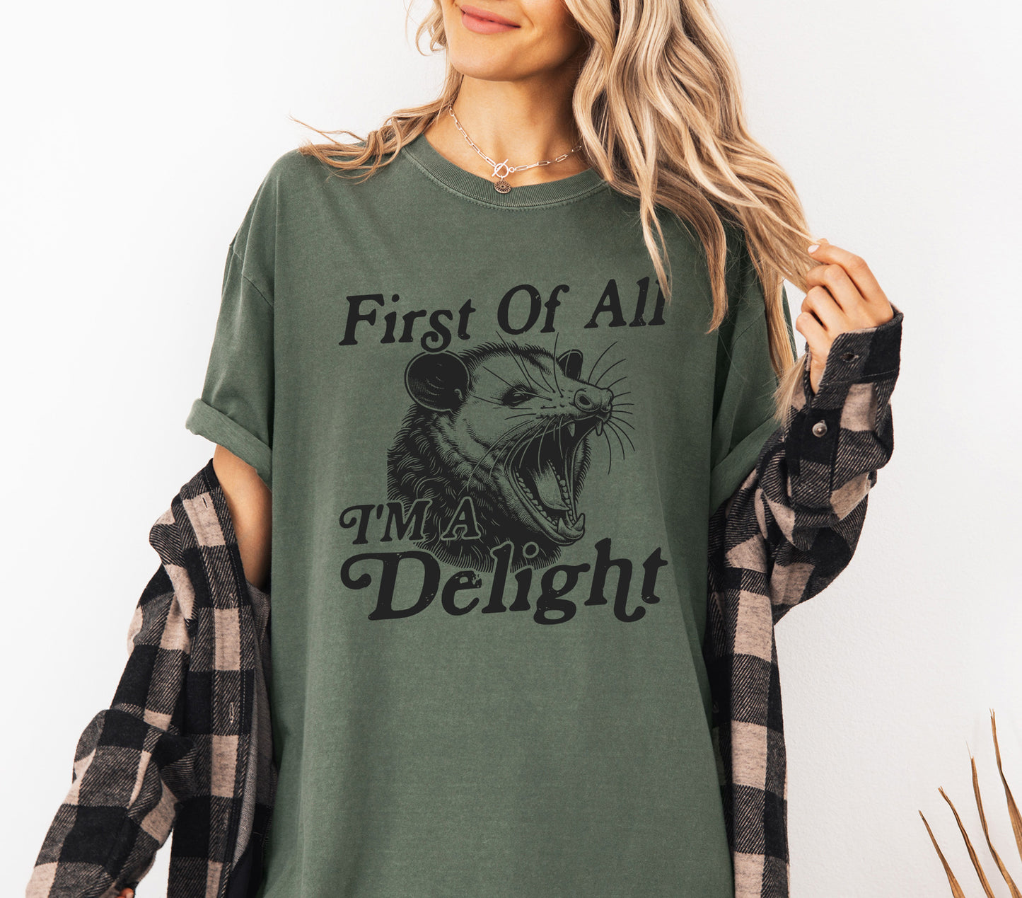 First Of All I'm A Delight Shirt | Comfort Colors Vintage Style Funny Sarcastic Shirt