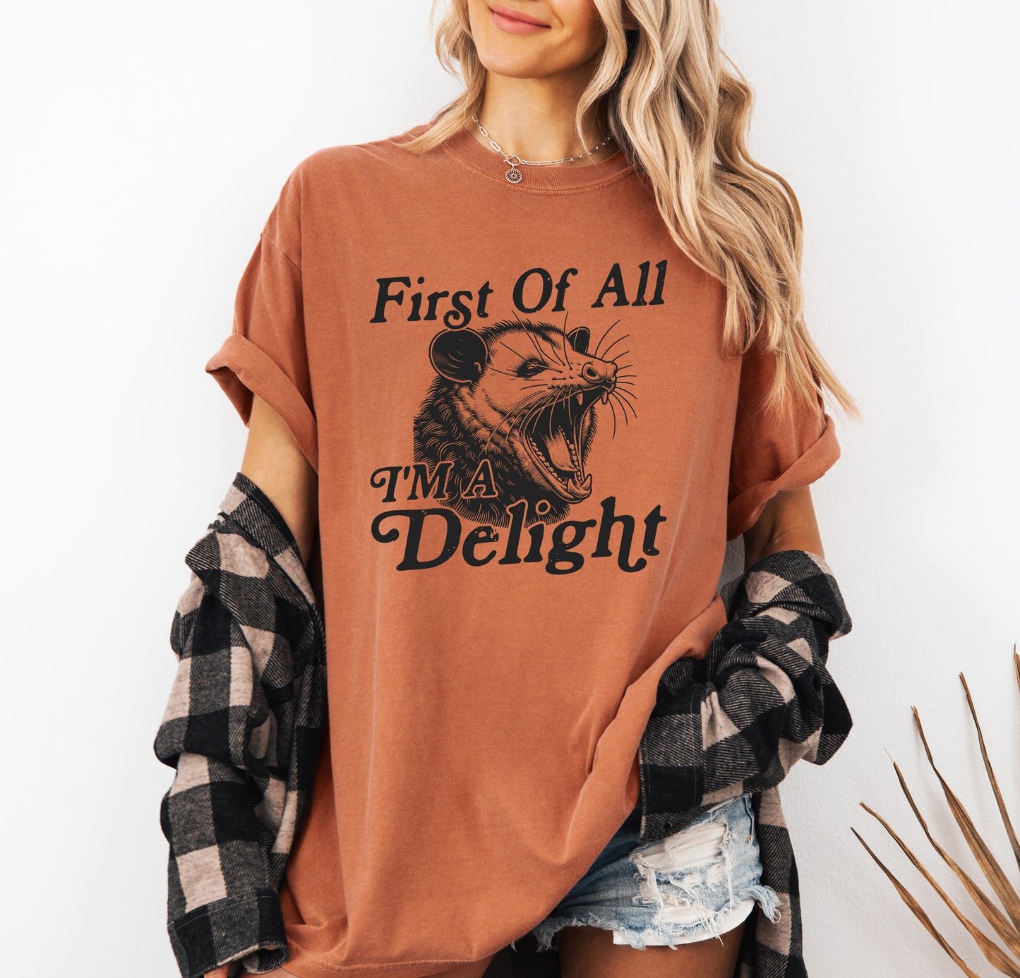First Of All I'm A Delight Shirt | Comfort Colors Vintage Style Funny Sarcastic Shirt