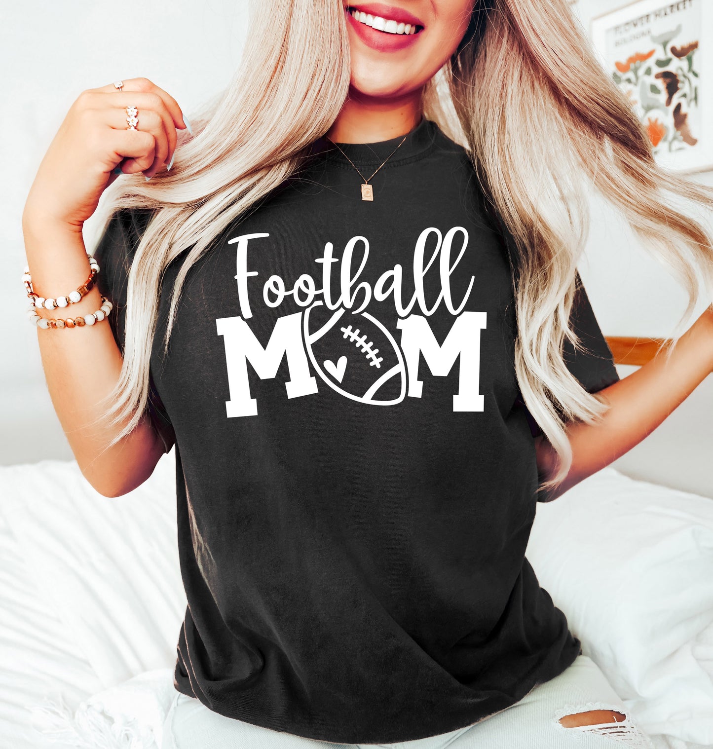 Football Mom Shirt | Comfort Colors Vintage Style Mom Shirt