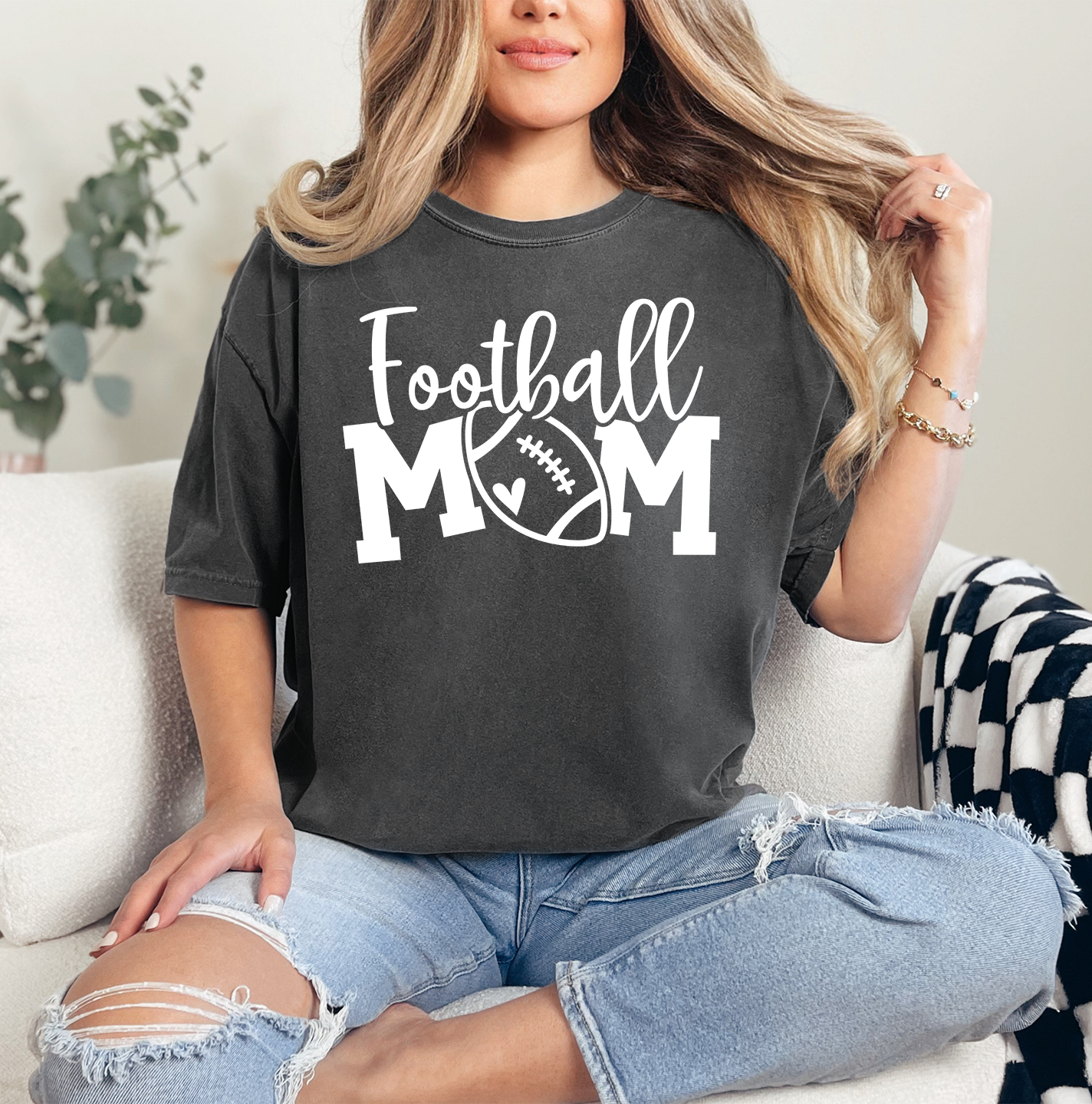 Football Mom Shirt | Comfort Colors Vintage Style Mom Shirt