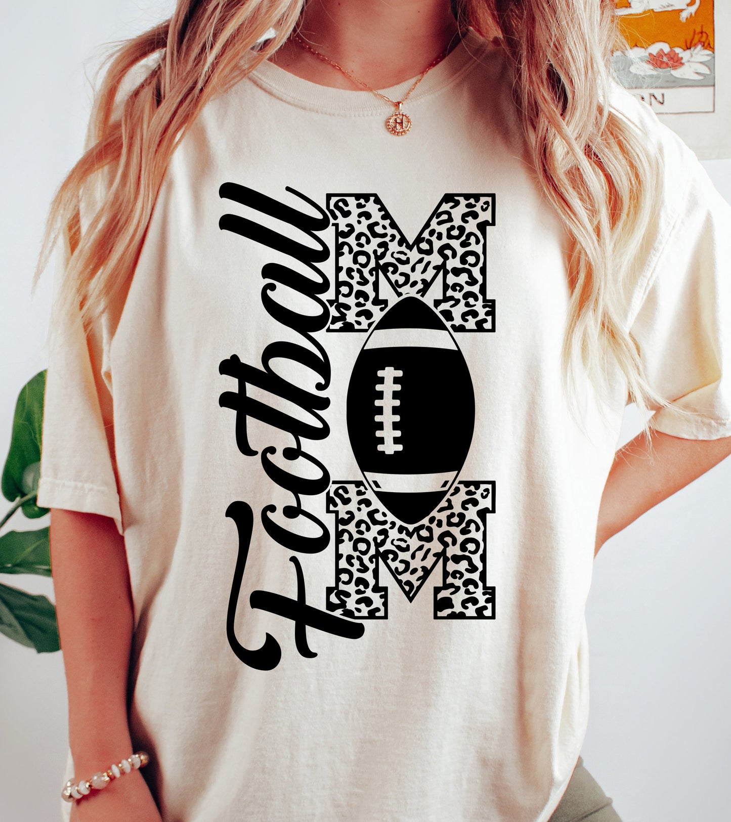 Football Mom Vertical Print Shirt | Comfort Colors Vintage Style Mom Shirt