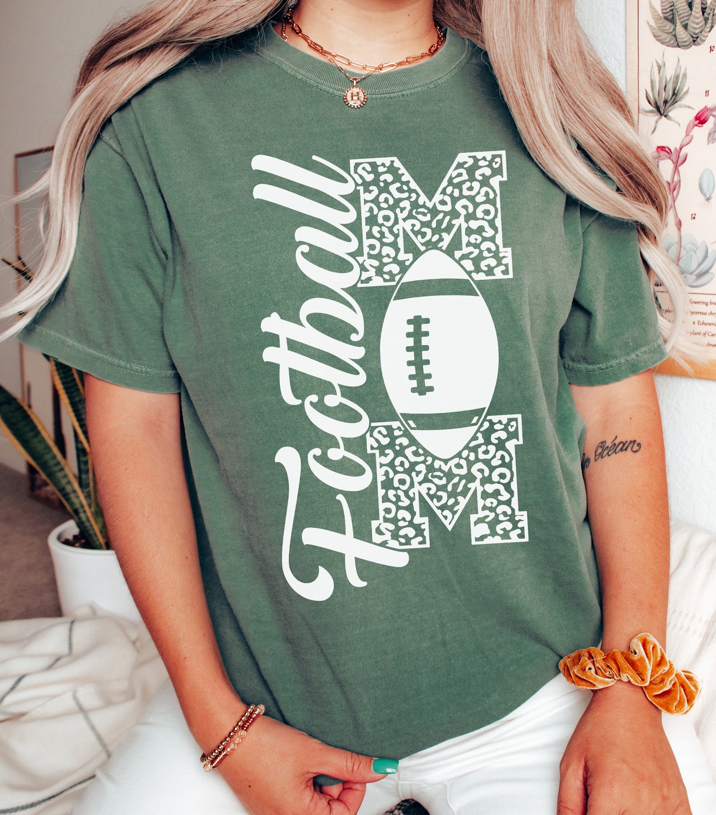 Football Mom Vertical Print Shirt | Comfort Colors Vintage Style Mom Shirt