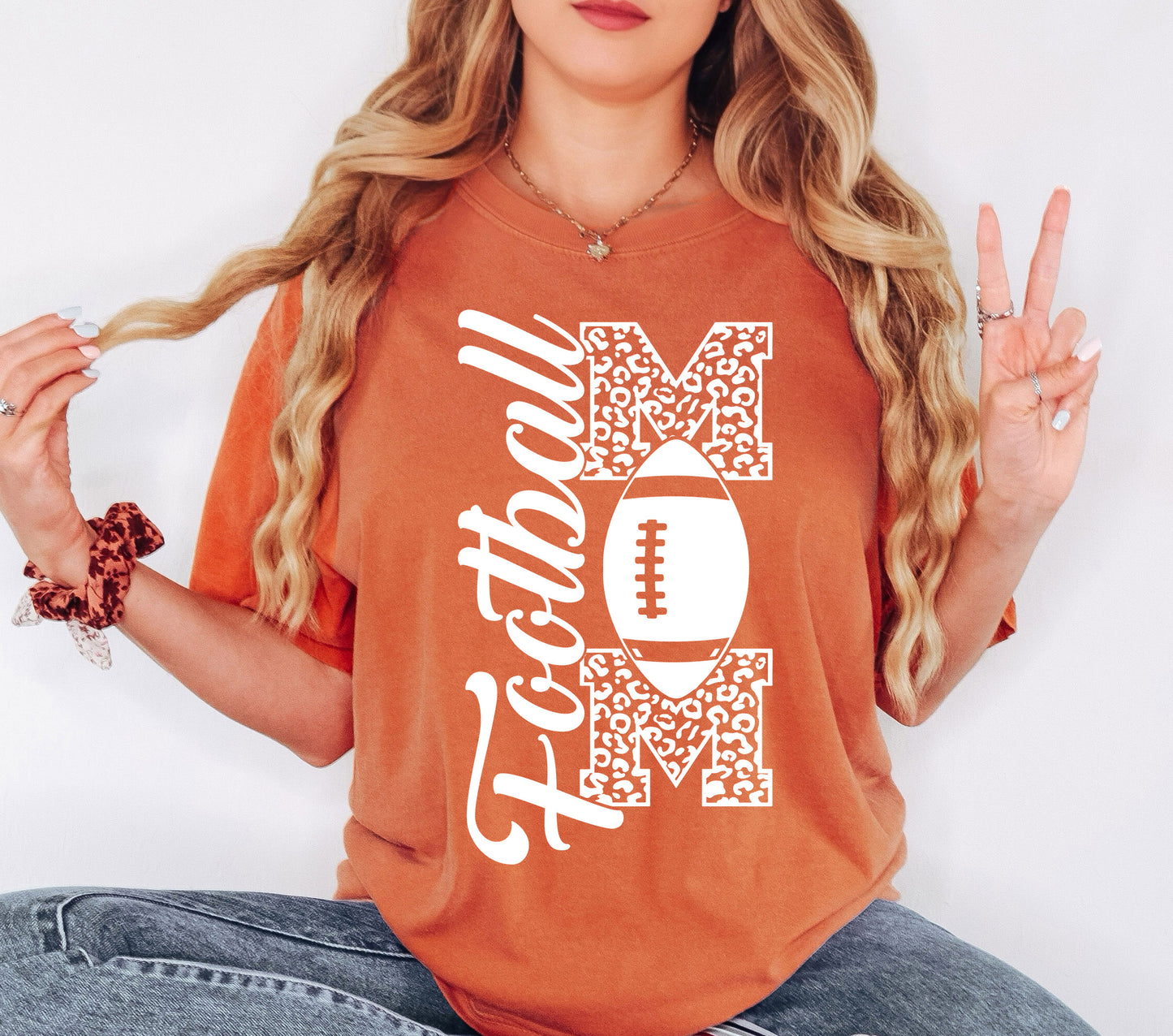 Football Mom Vertical Print Shirt | Comfort Colors Vintage Style Mom Shirt