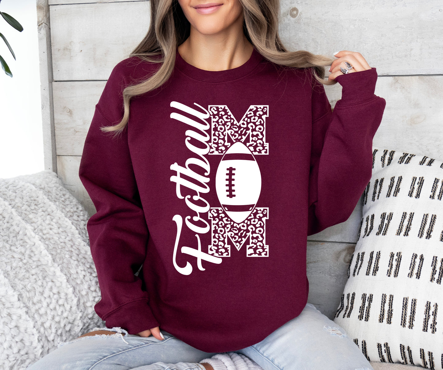 Football Mom Vertical Print Sweatshirt | Mom Sweatshirt