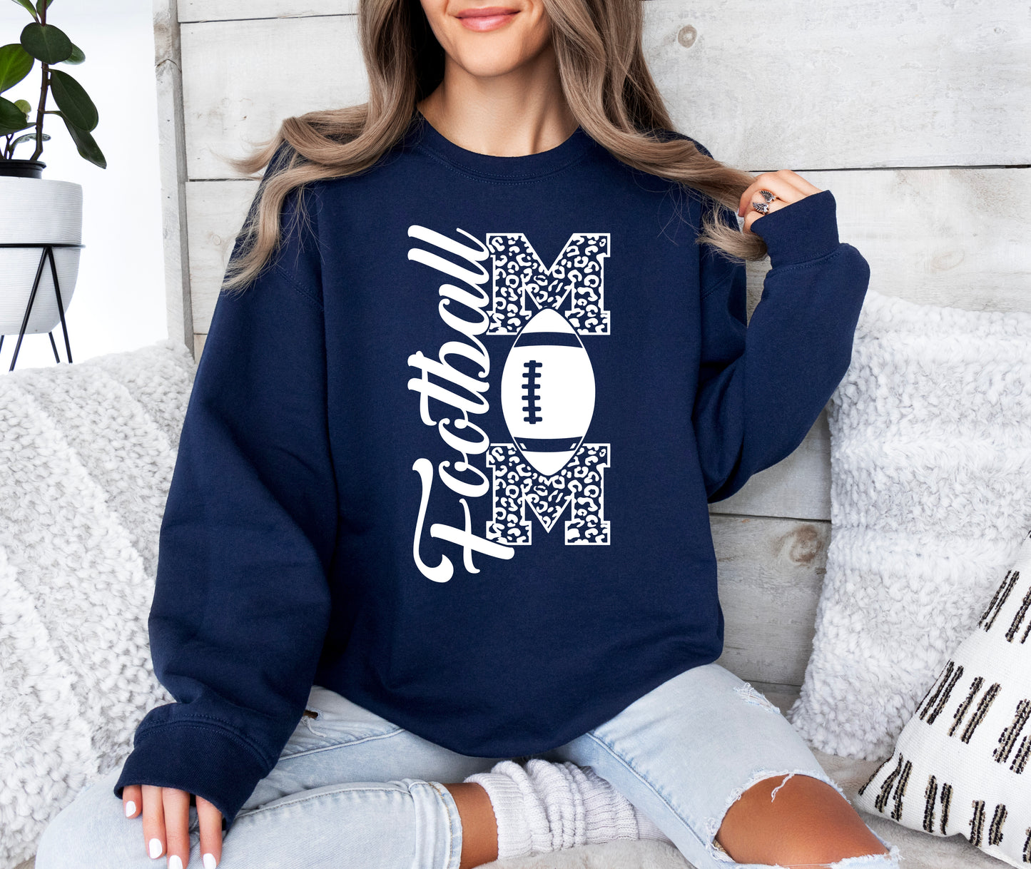 Football Mom Vertical Print Sweatshirt | Mom Sweatshirt