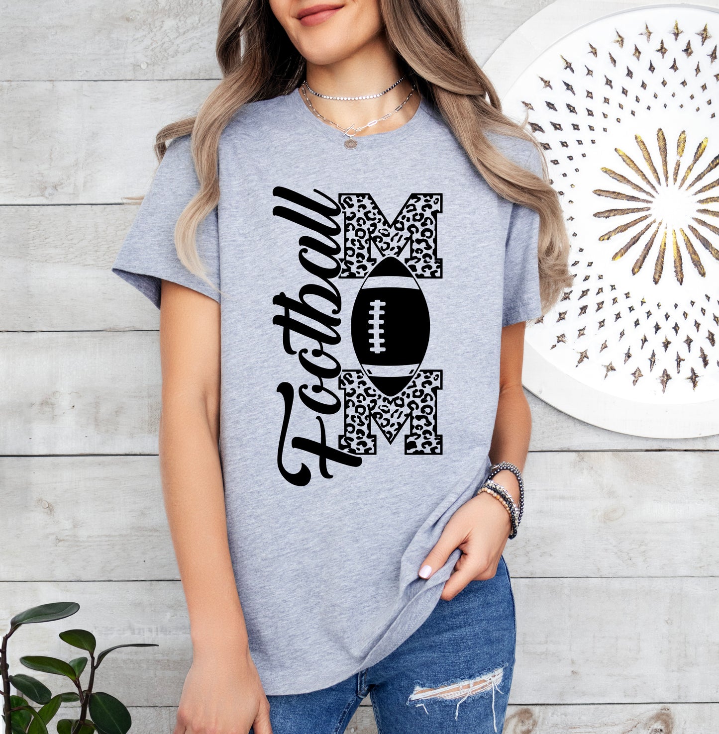 Football Mom Vertical Print Shirt | Mom Shirt | Light Garment