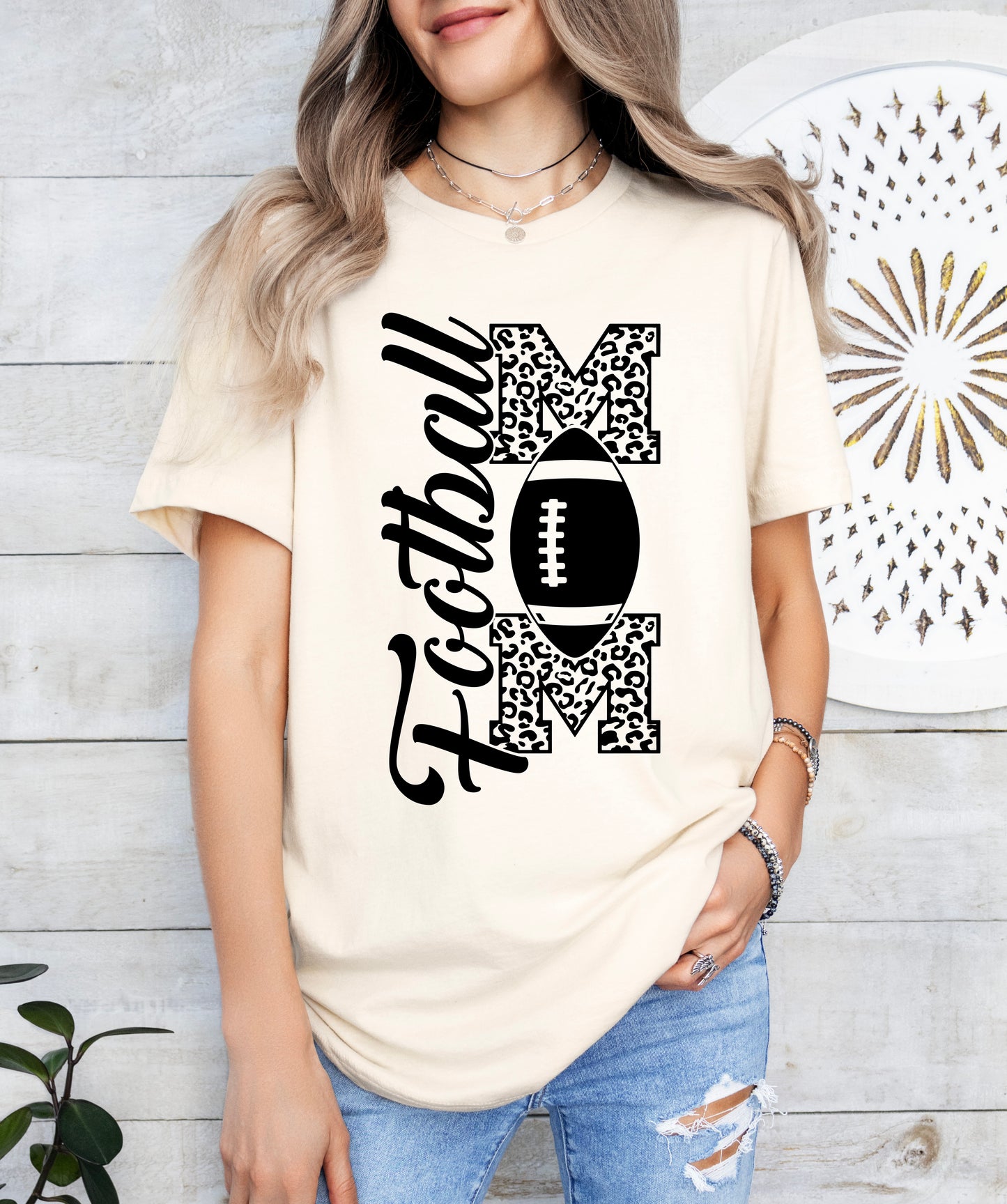 Football Mom Vertical Print Shirt | Mom Shirt | Light Garment