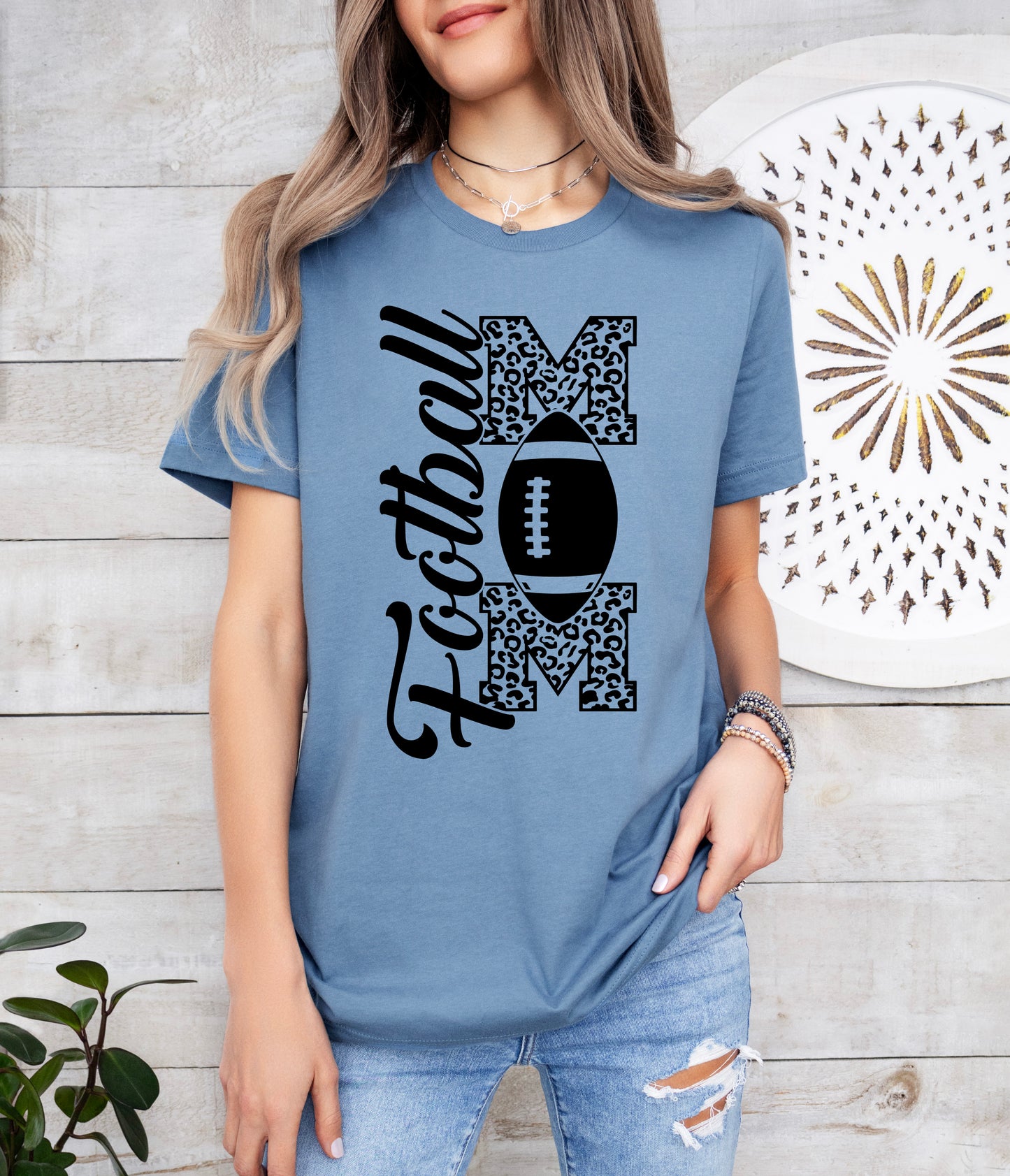 Football Mom Vertical Print Shirt | Mom Shirt | Light Garment
