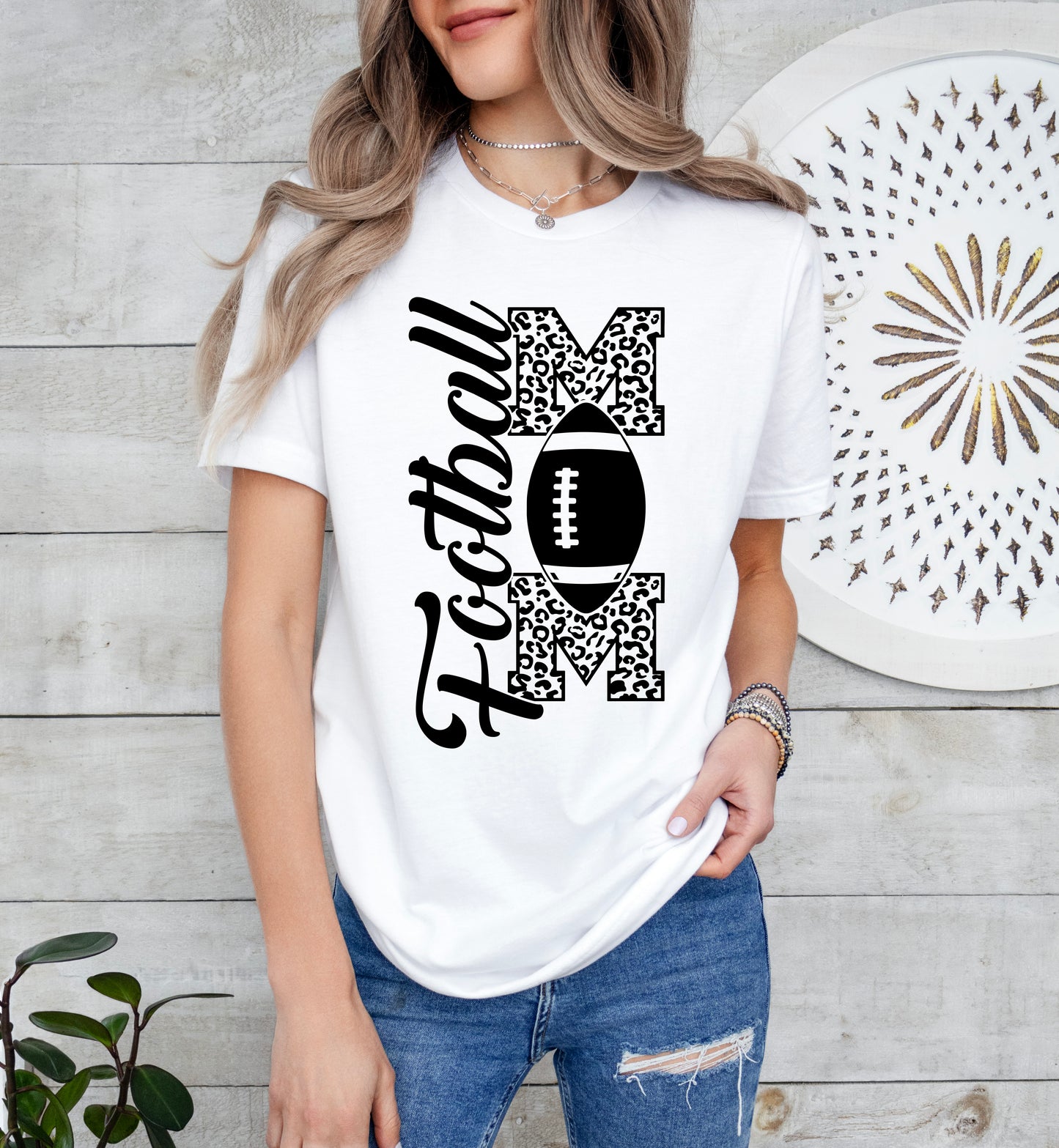 Football Mom Vertical Print Shirt | Mom Shirt | Light Garment