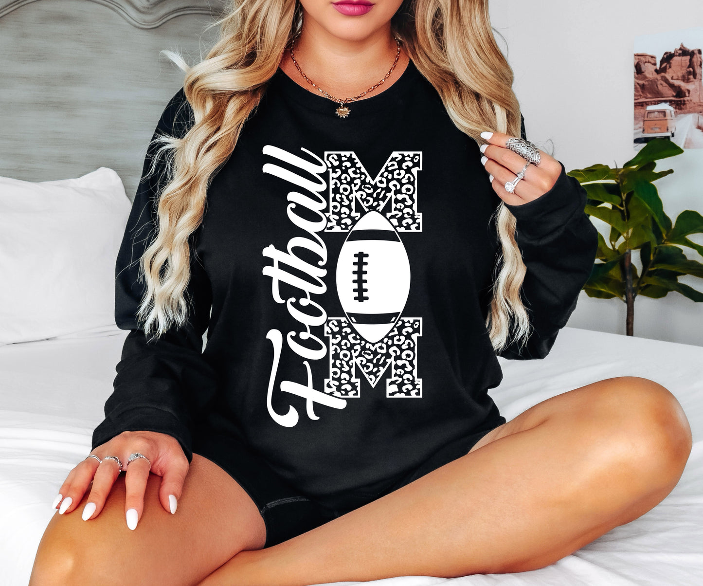 Football Mom Vertical Print Shirt Long Sleeve | Long Sleeve Mom Shirt