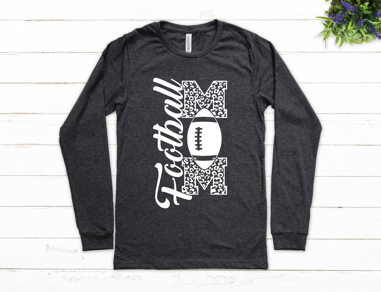 Football Mom Vertical Print Shirt Long Sleeve | Long Sleeve Mom Shirt
