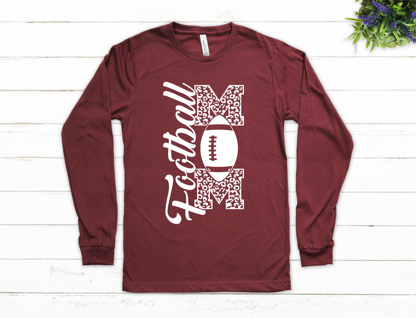 Football Mom Vertical Print Shirt Long Sleeve | Long Sleeve Mom Shirt