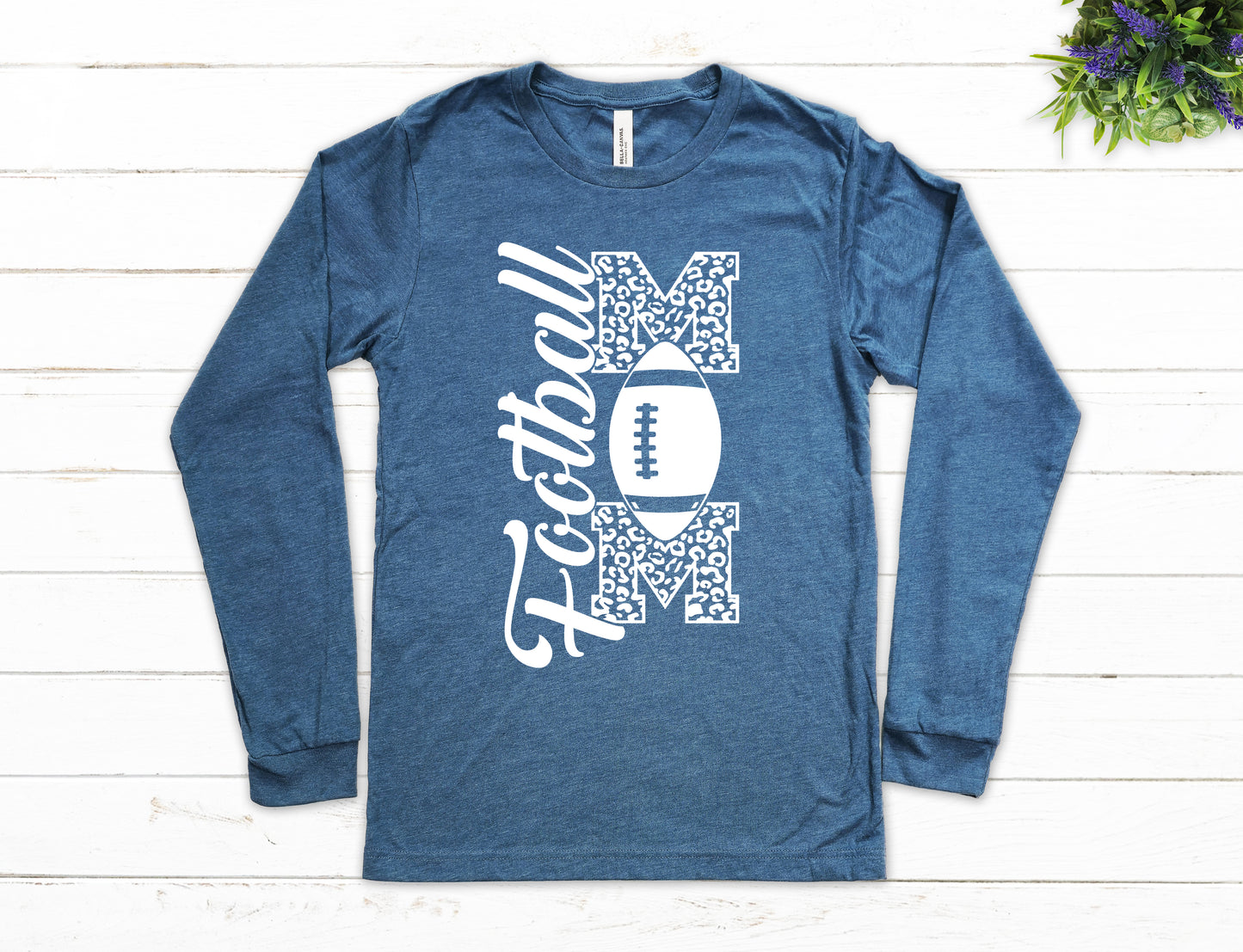 Football Mom Vertical Print Shirt Long Sleeve | Long Sleeve Mom Shirt