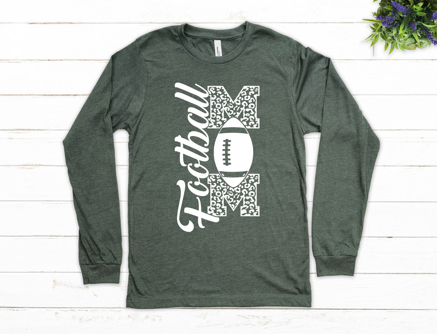Football Mom Vertical Print Shirt Long Sleeve | Long Sleeve Mom Shirt