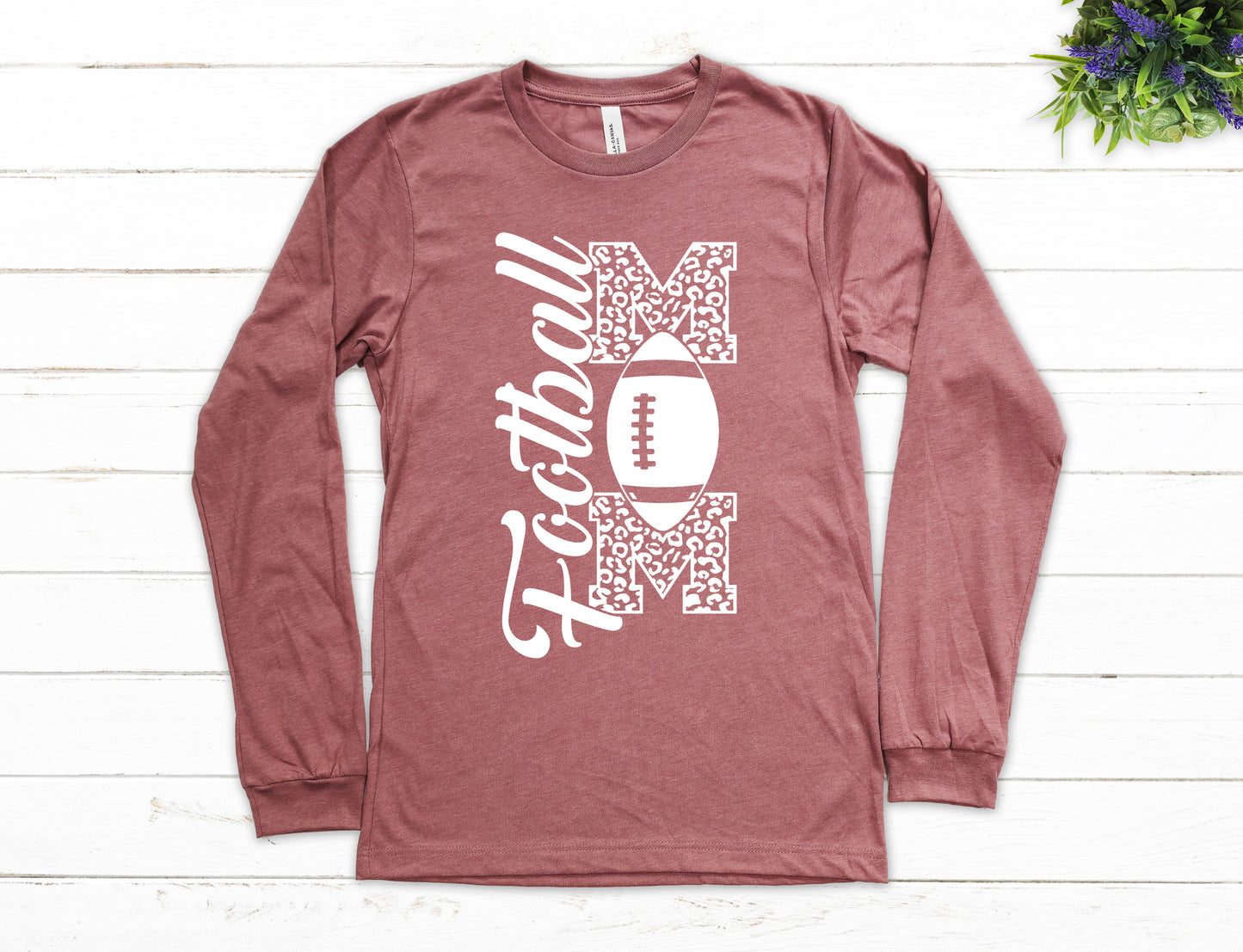 Football Mom Vertical Print Shirt Long Sleeve | Long Sleeve Mom Shirt