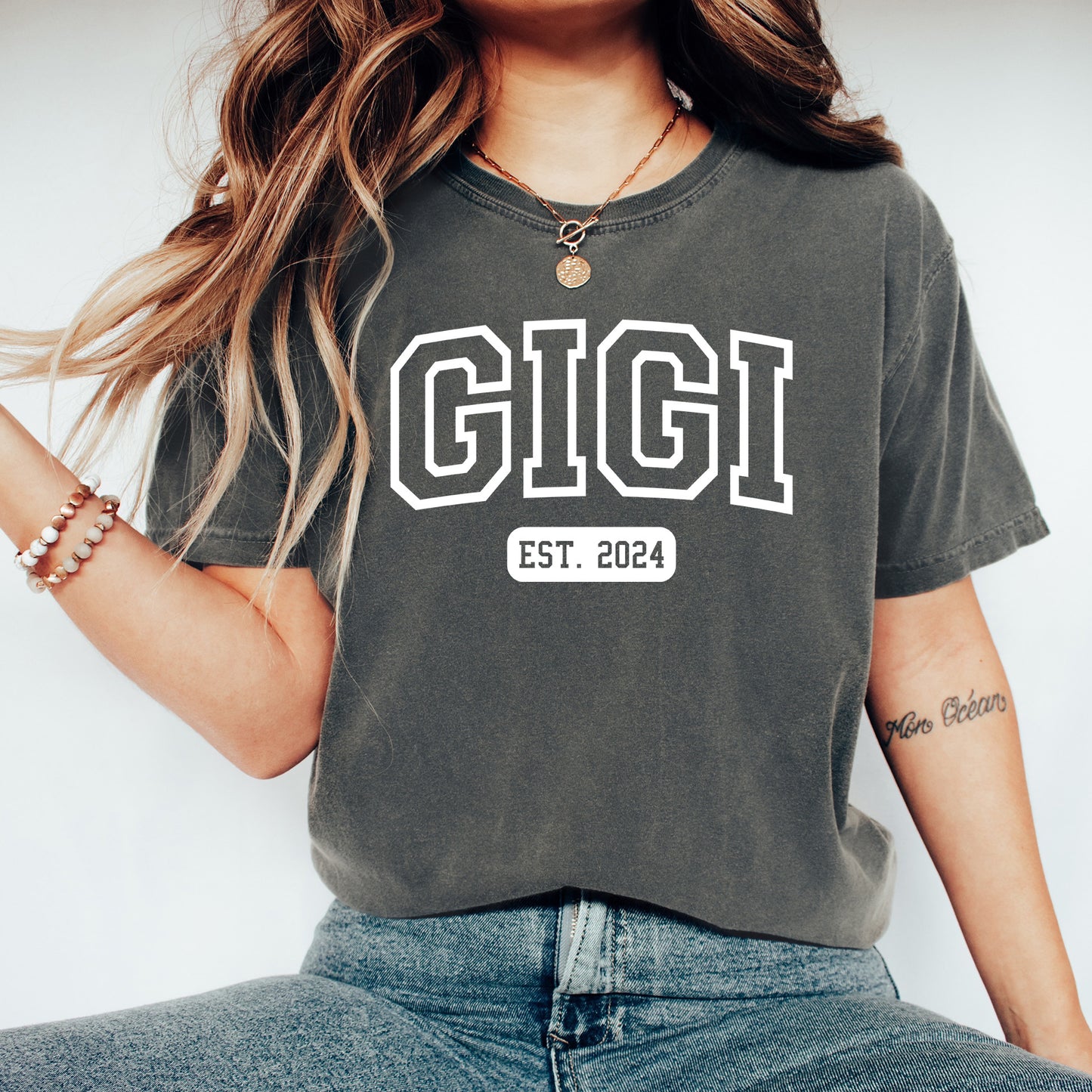 Custom University Style Gigi Shirt | Comfort Colors Vintage Style Gigi Shirt