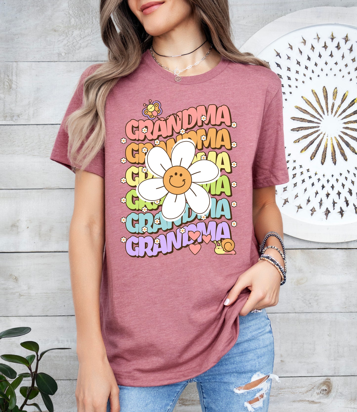 Grandma Retro Daisy Shirt | Grandma Shirt | Light Garment