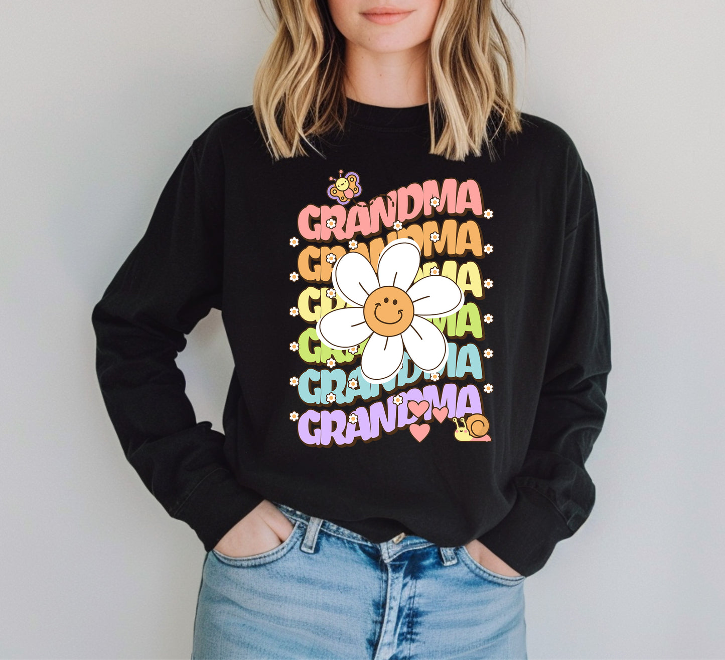 Grandma Retro Daisy Shirt Long Sleeve | Long Sleeve Grandma Shirt