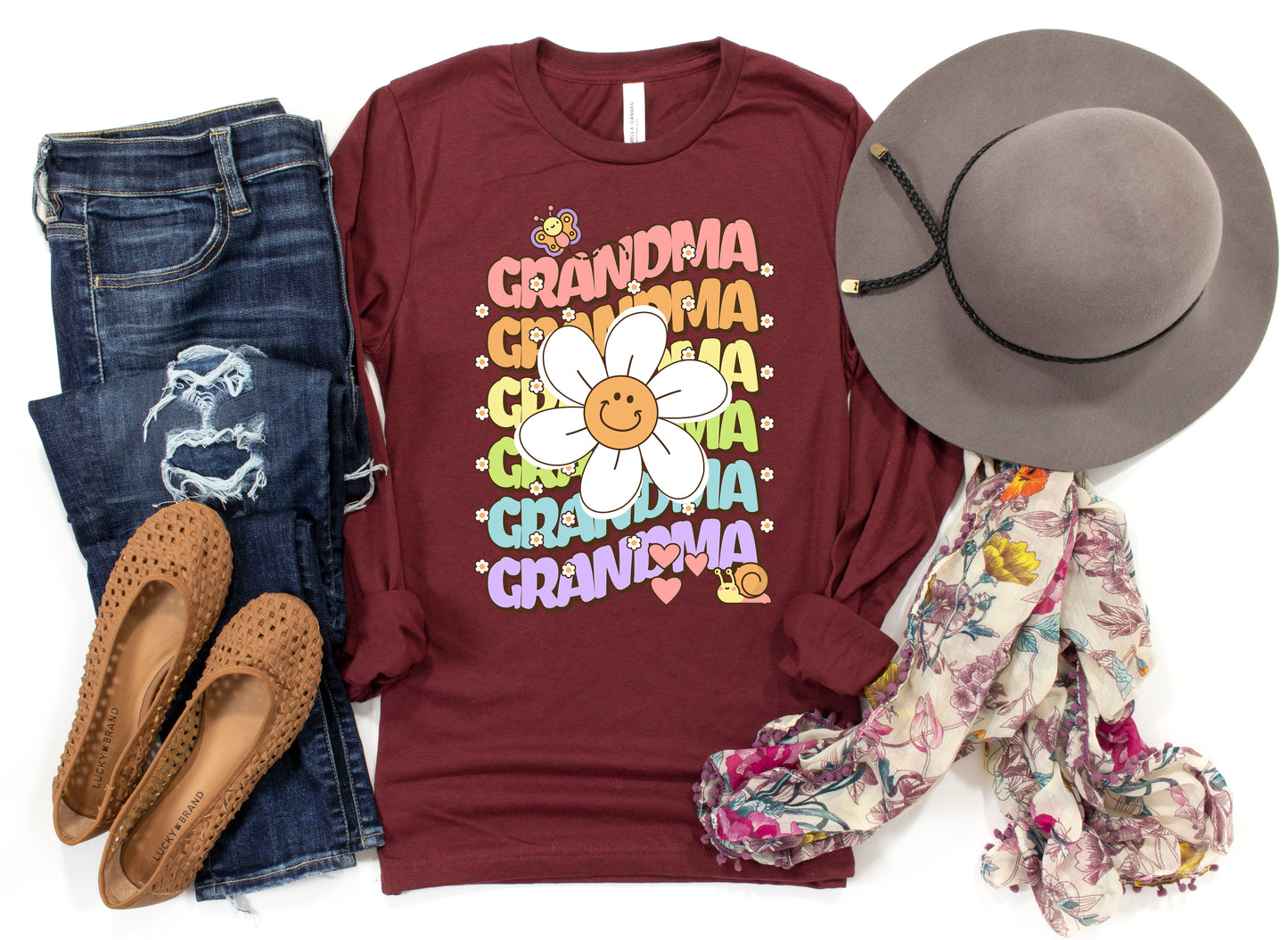 Grandma Retro Daisy Shirt Long Sleeve | Long Sleeve Grandma Shirt