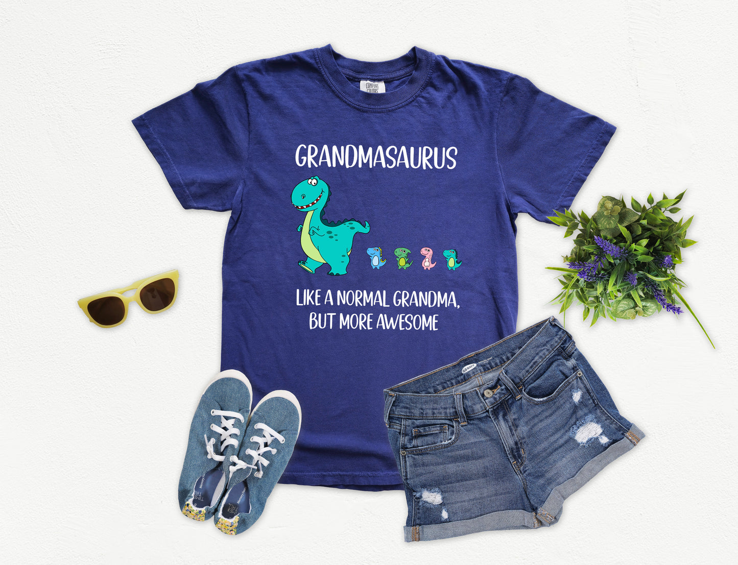 Custom Grandmasaurus Shirt With Little Dino Followers | Comfort Colors Vintage Style Grandma Shirt