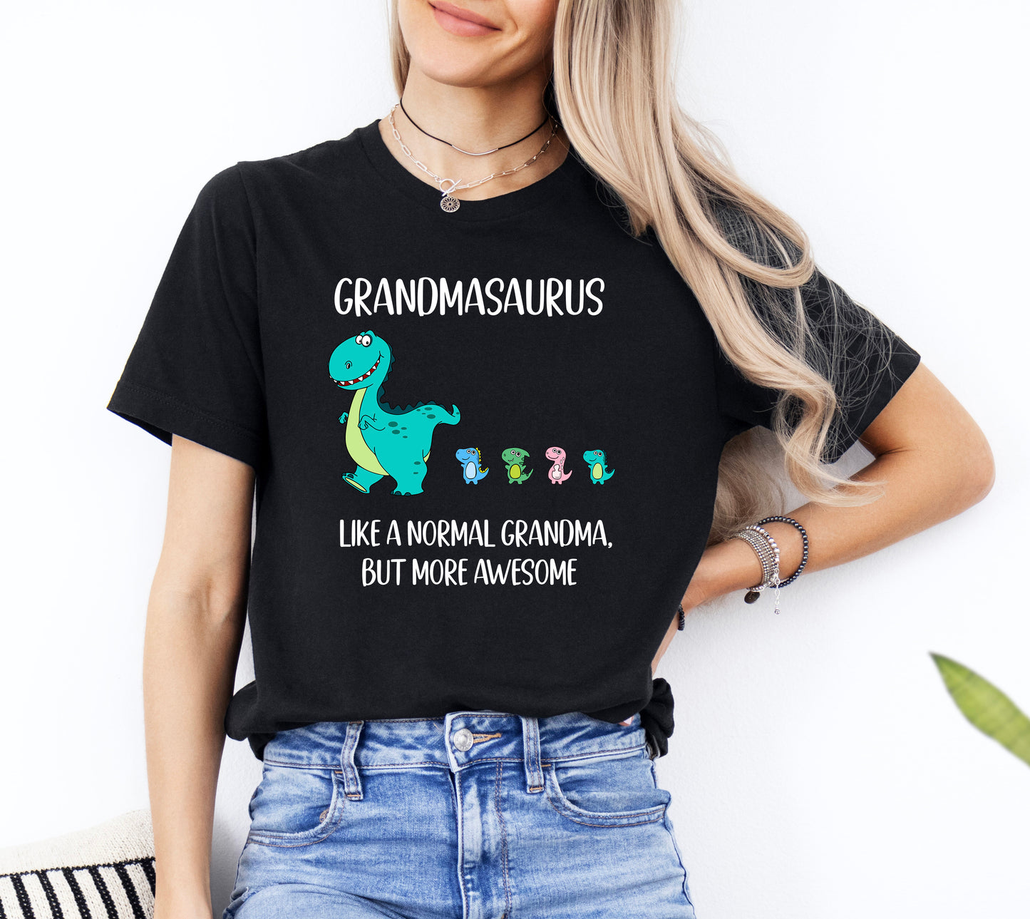 Customized Grandmasaurus Grandma Shirt With Dino Followers