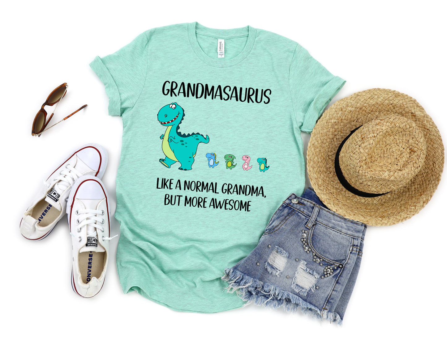 Custom Grandmasaurus Shirt With Little Dino Followers | Grandma Shirt | Light Garment