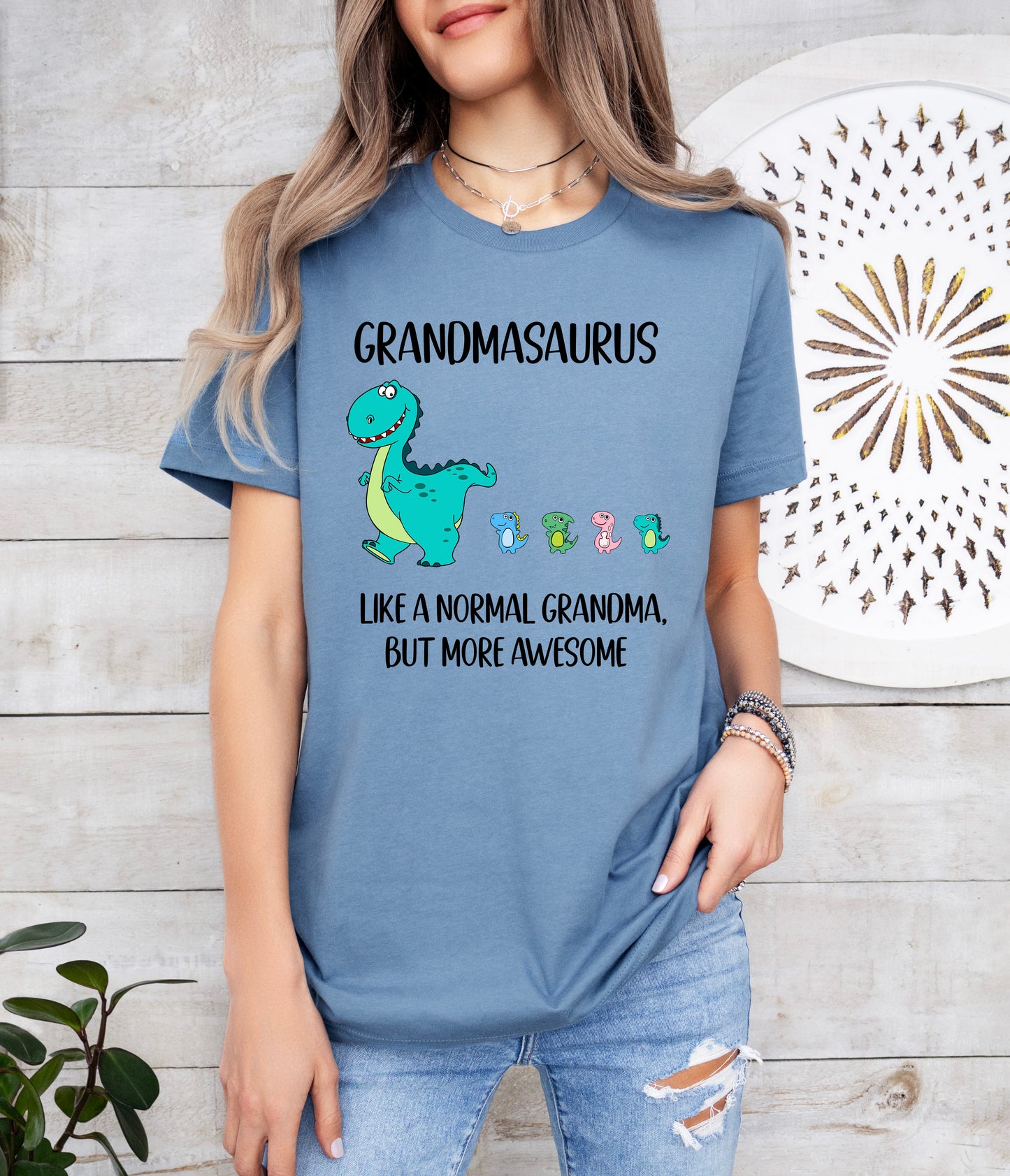 Custom Grandmasaurus Shirt With Little Dino Followers | Grandma Shirt | Light Garment