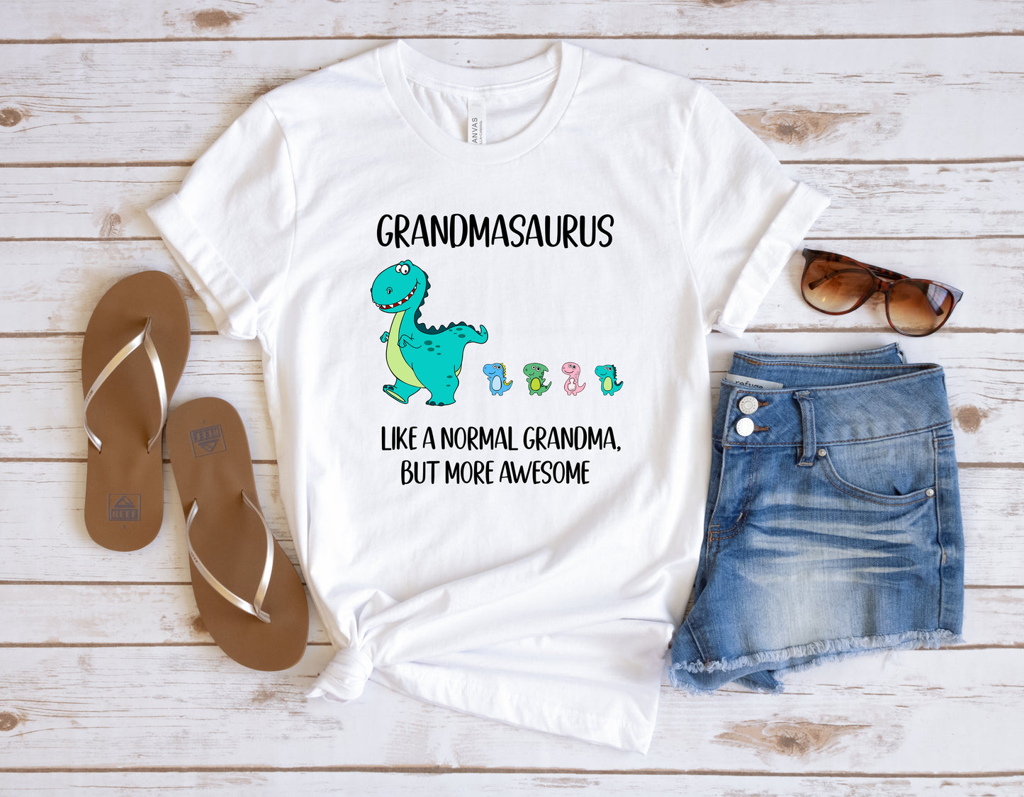 Custom Grandmasaurus Shirt With Little Dino Followers | Grandma Shirt | Light Garment